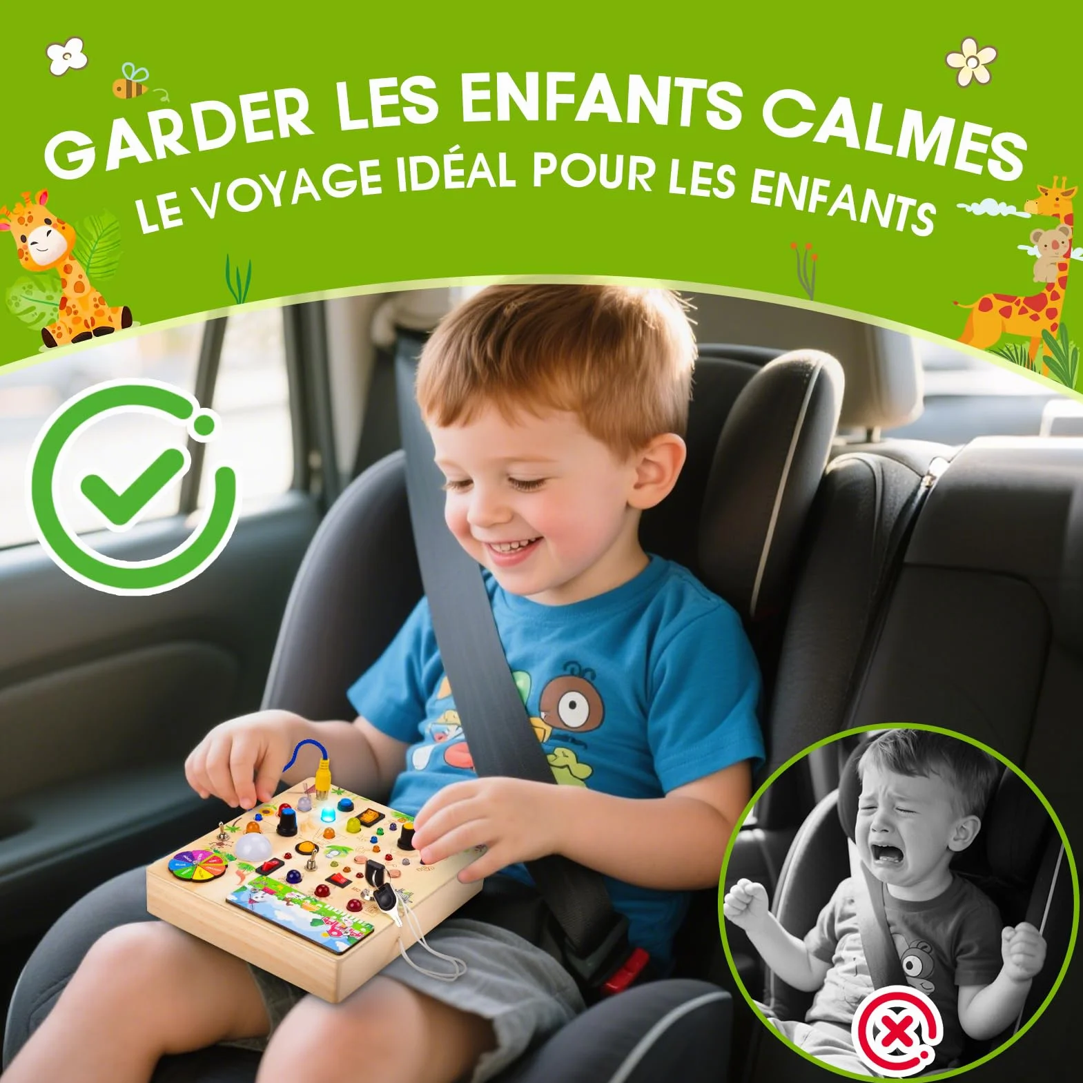 Busy Board Jouet Montessori 1 an, Jouet Enfant en Bois à Partir de 2 Ans, Planche Montessori avec 29 LED Jouets Sensoriel