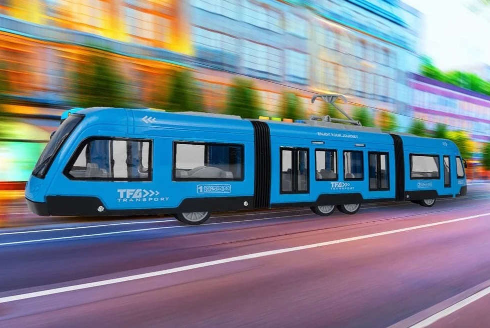 Maplay Jouet de tramway avec moteur à friction 1:16 Lumière et son pour enfants à partir de 3 ans