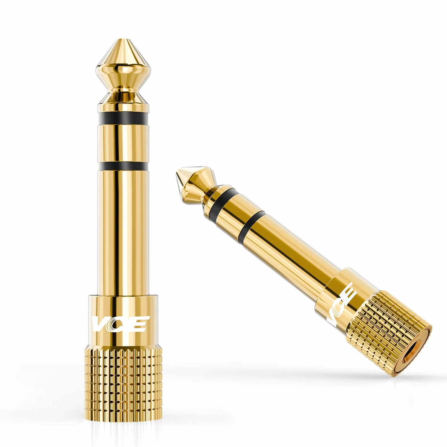 Adaptateur Jack 6.35mm Mâle vers 3.5mm Femelle, Audio Stéréo Plaqué Or 24K, Lot de 2