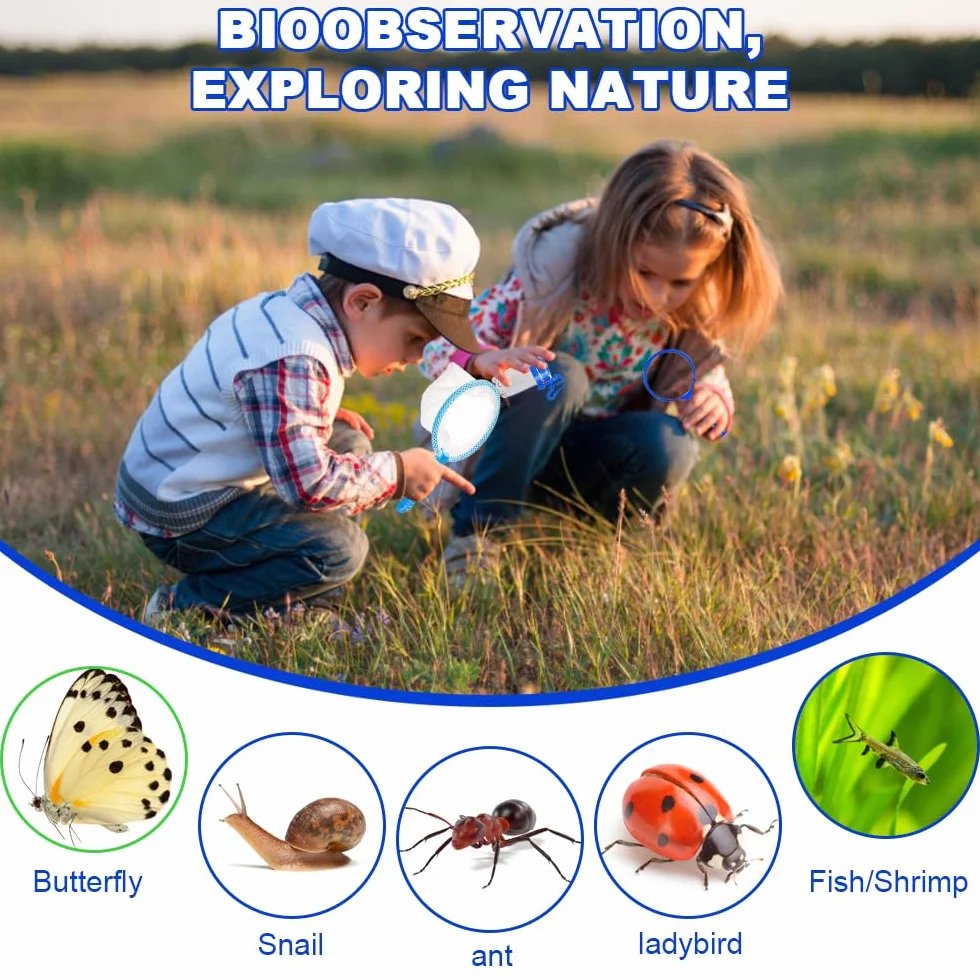 Kit Exploration Enfant - Boîte à Insectes, Loupe, Filet de Capture, Sac à Dos pour 3-12 Ans
