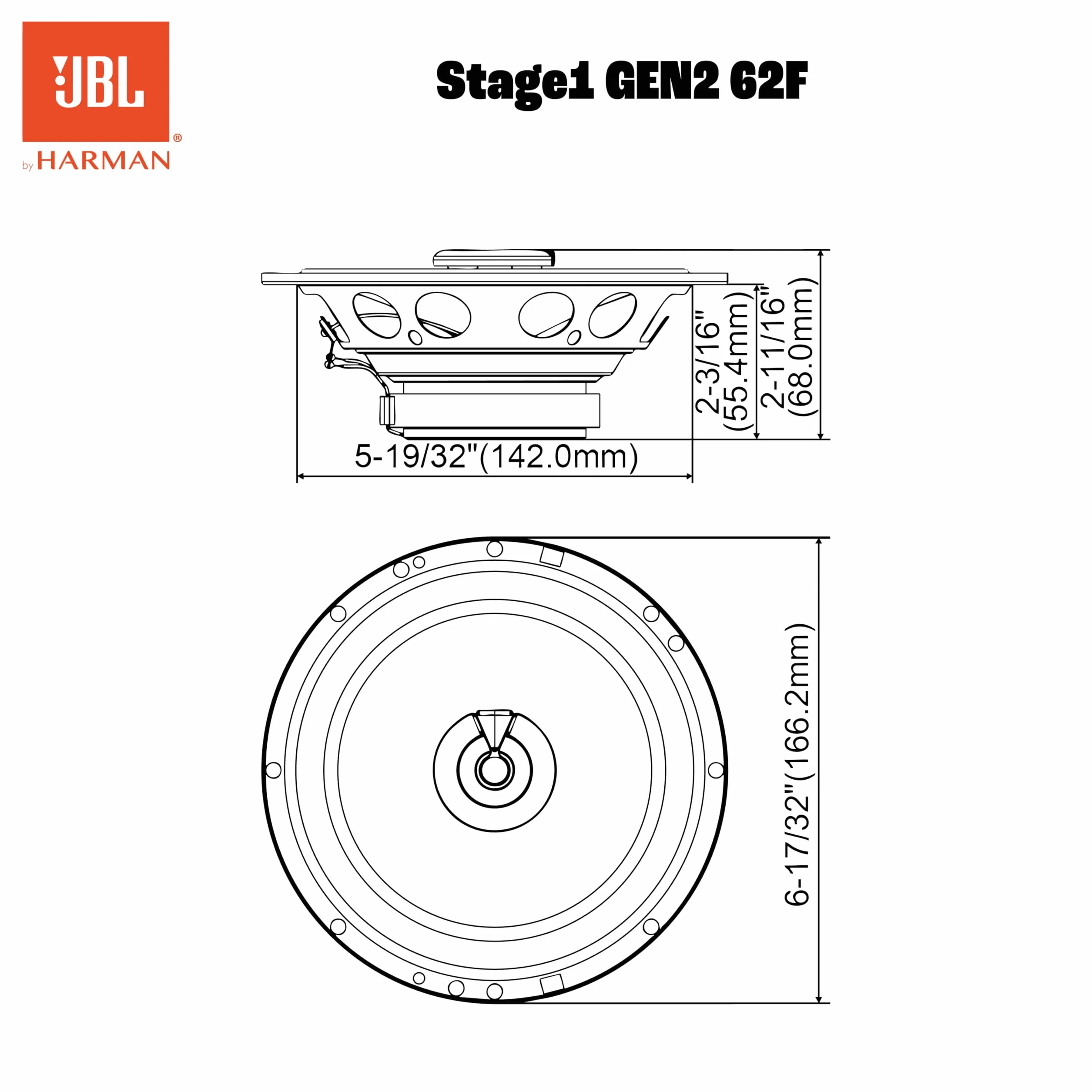 JBL Stage1 Haut Parleur Voiture Coaxiaux 165mm (6.5") Harman Kardon Enceinte Auto Audio Premium 50W RMS 400W Max Paire