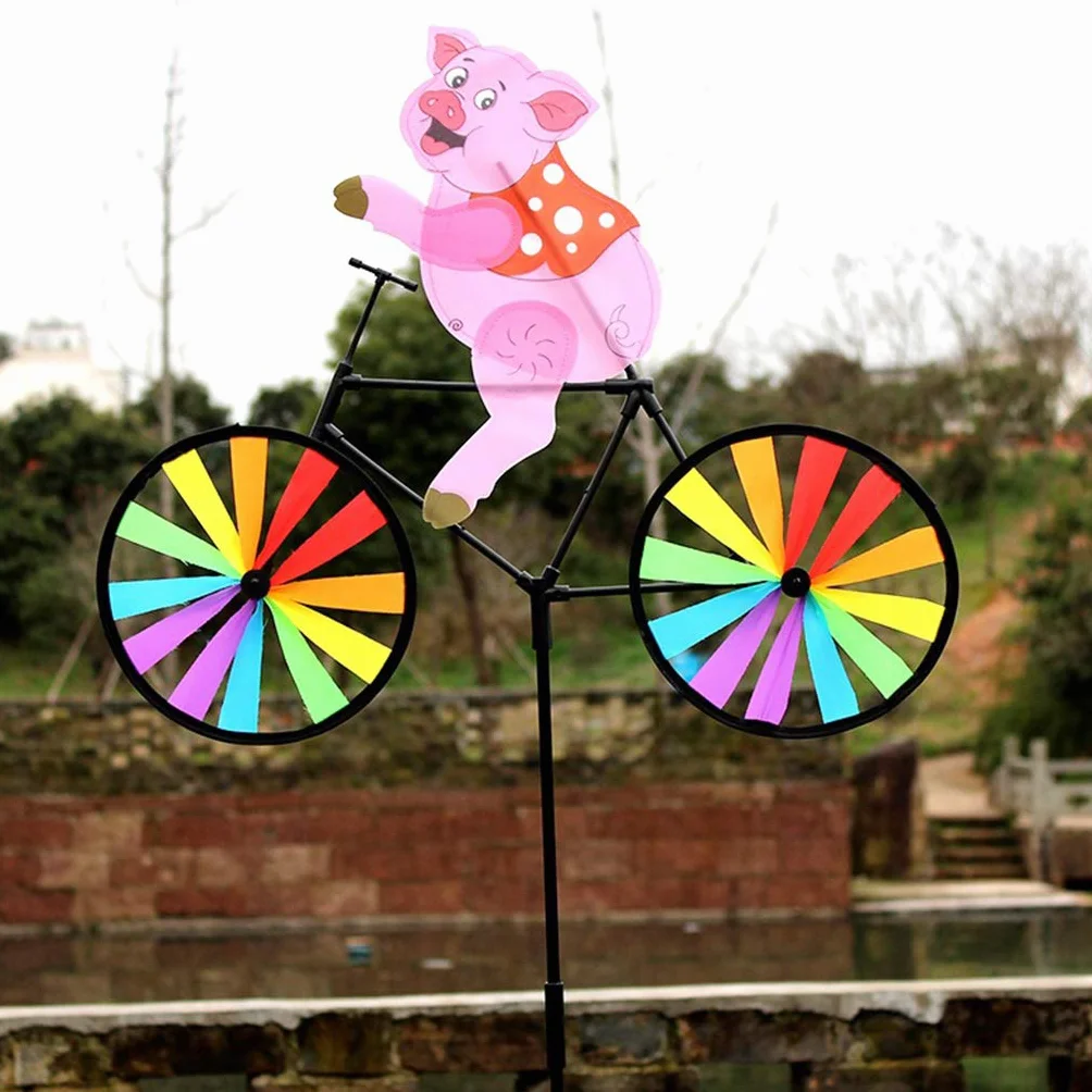 Moulin à vent 3D animal sur vélo Décoration jardin
