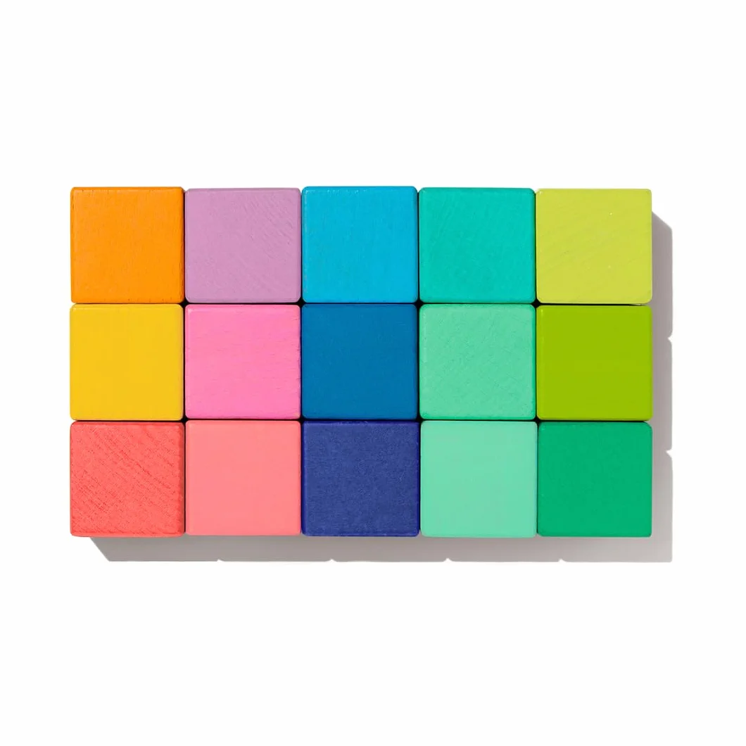 Lovevery Boîte de Cubes en Bois Massif, Blocs Construction Enfants, 18 Formes, Jouets Éducatif STEM
