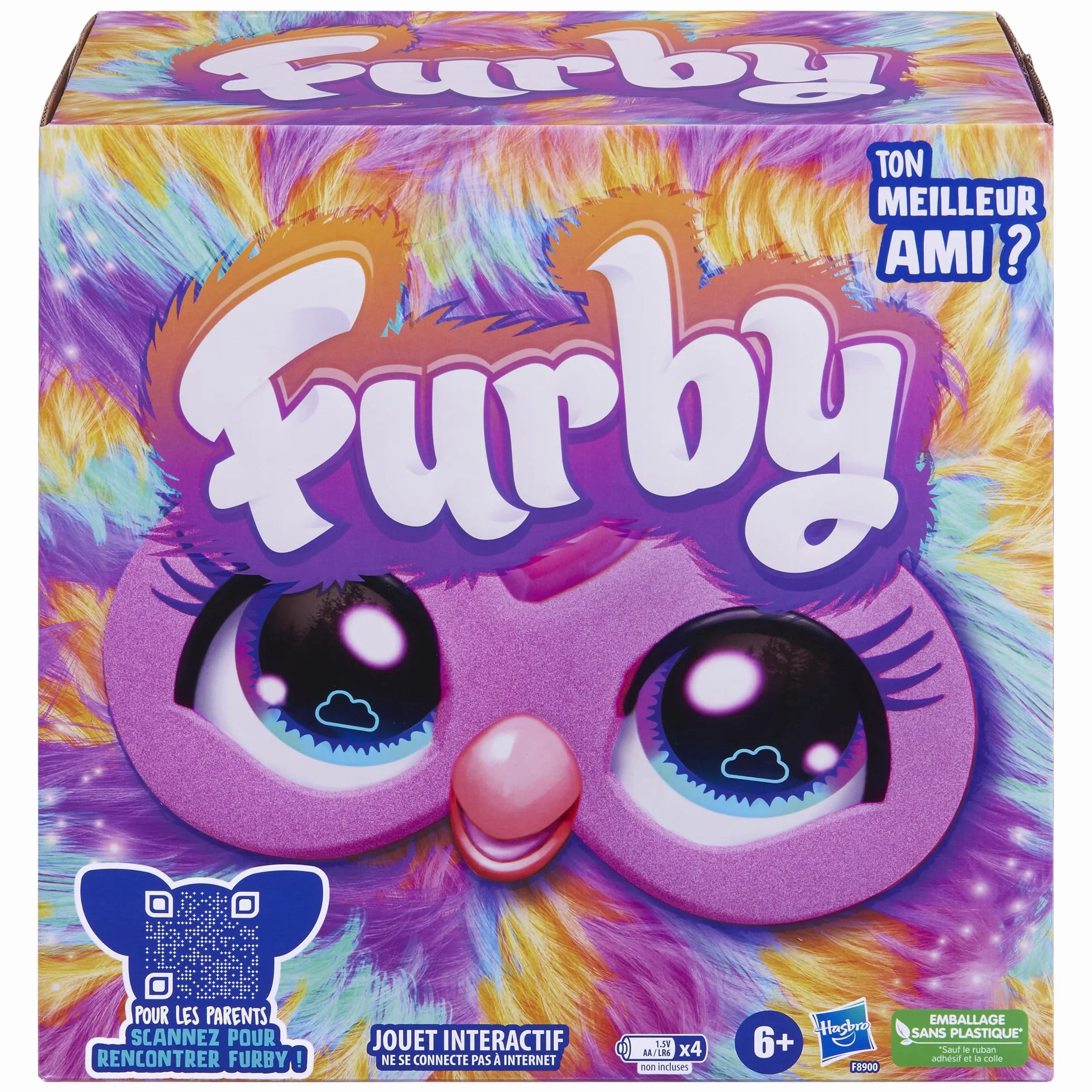 Hasbro Furby Tie Dye Peluche Parlante Qui Brille dans Le Noir Version française