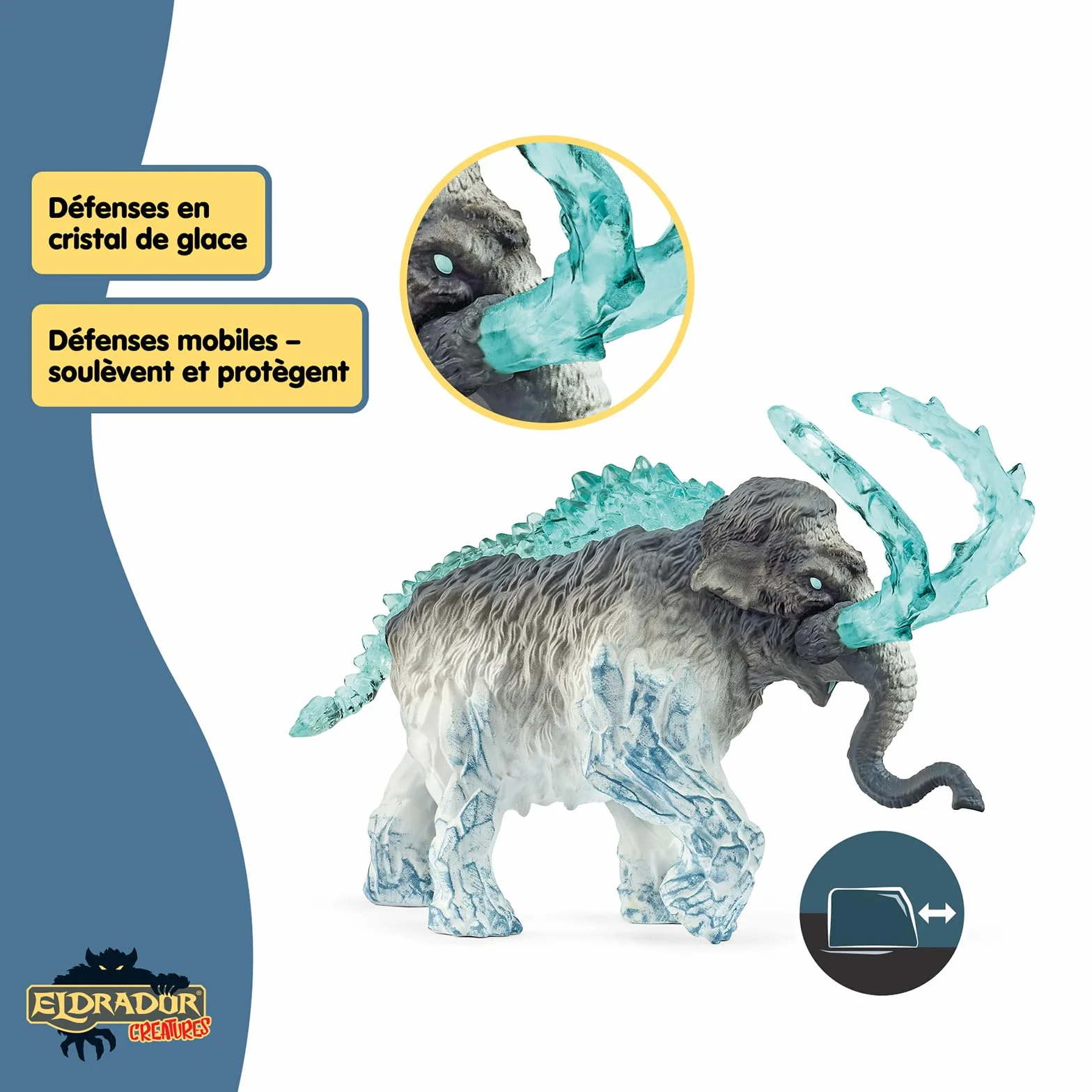 Schleich ELDRADOR Creatures Mammouth de Glace 70829 Figurine Monstre avec défenses Mobiles 9 x 16 x 11 cm