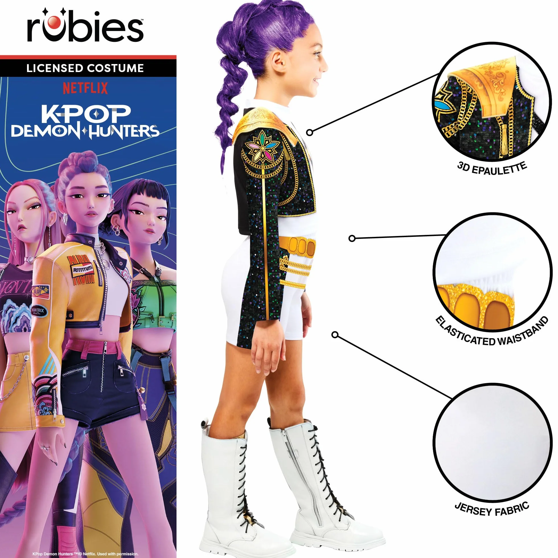 Rubies Official Netflix K-Pop Demon Hunters Rumi Golden Classic Child Costume