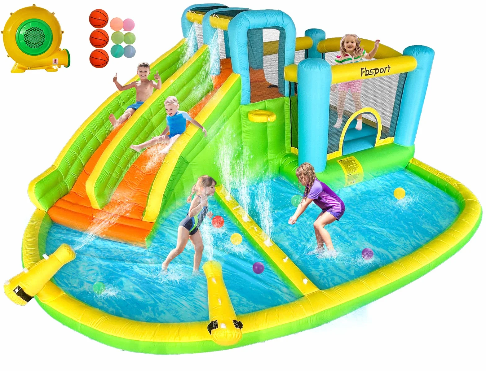 FBSPORT château Gonflable Enfant avec souffleur Aire de Jeux Gonflable Adulte Grand Piscine