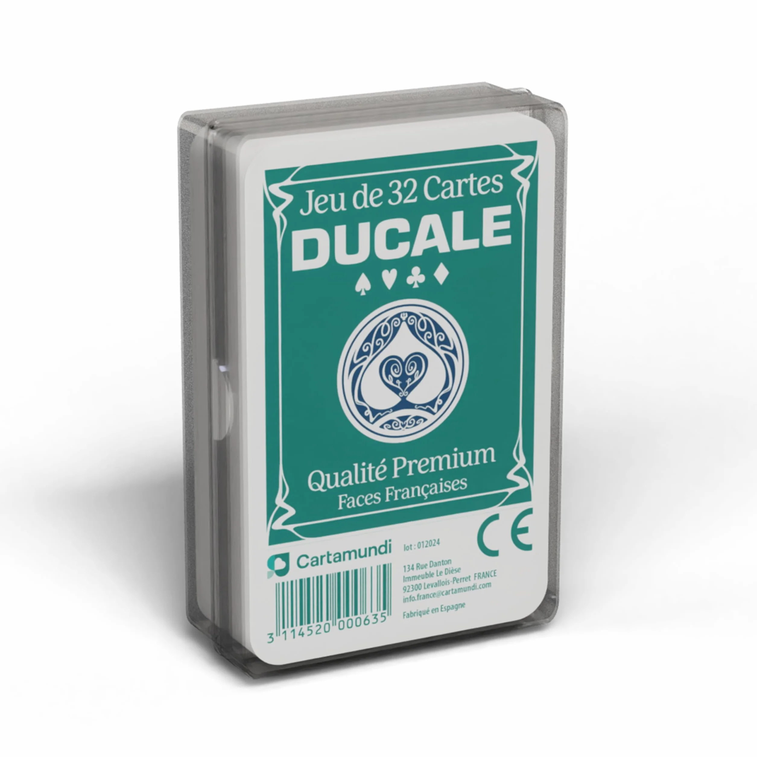Ducale Origine Jeu de 32 Cartes à Jouer Premium Boîte de Rangement Belote Manille Fabriqué en France