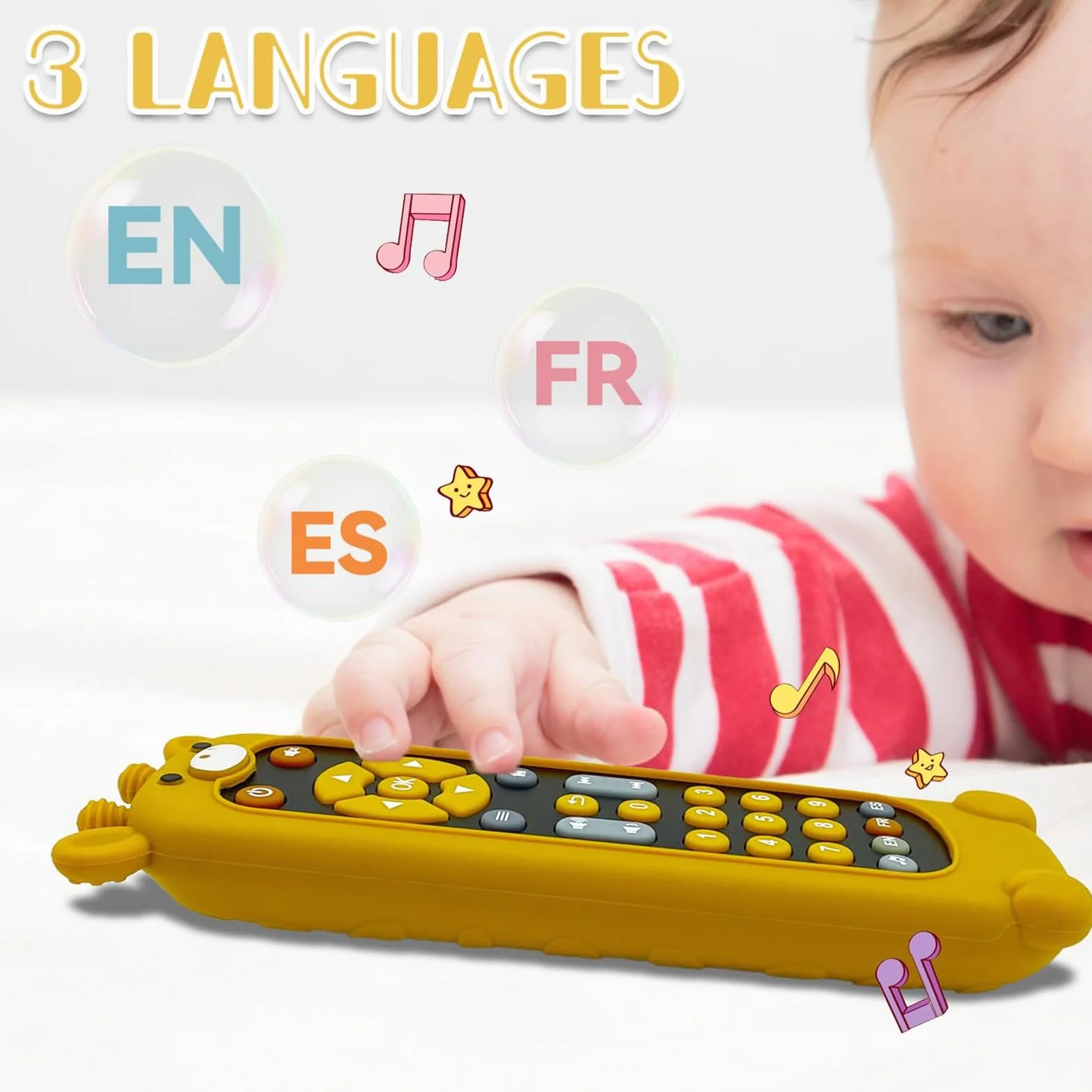 Jouet Télécommande TV Enfant 1 an, 3 Langues Jeux Éducatif Cadeau Fille, Jouets Musicaux Apprentissage Précoce Einstein Girafe Noire