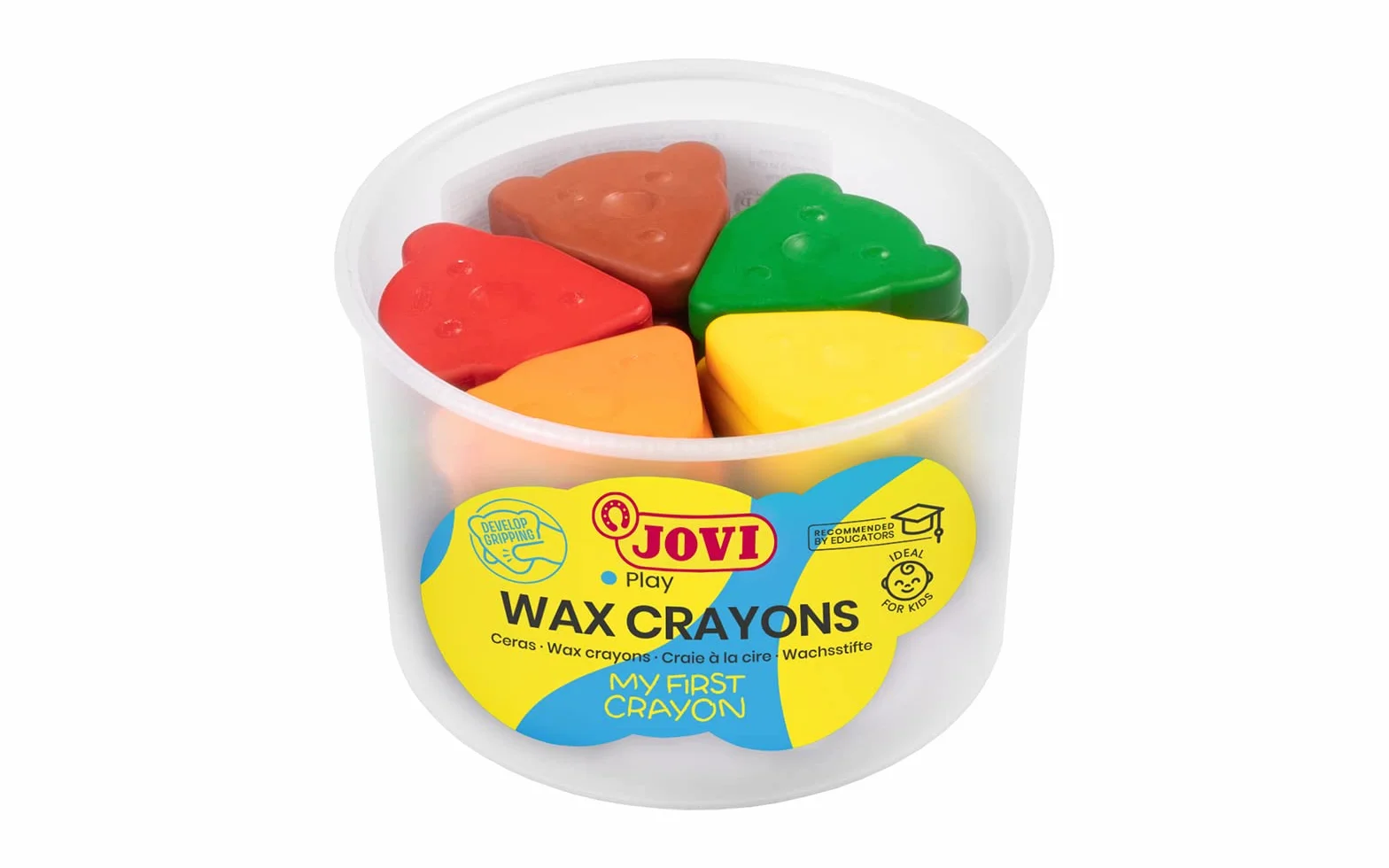 Jovi MY FIRST CRAYON Lot de 30 cires ergonomiques pour enfants 8 couleurs assorties forme d'ours