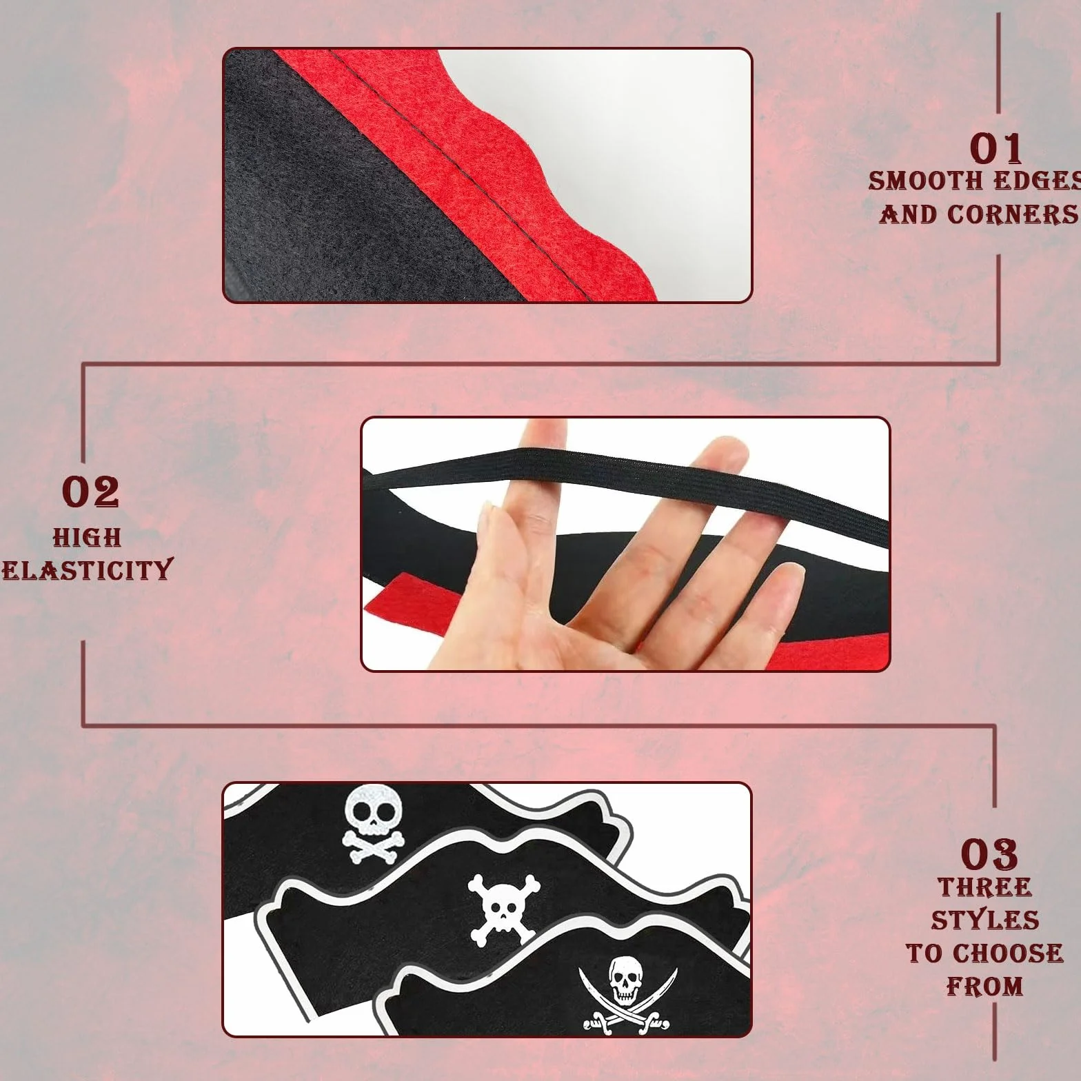 Chapeau Pirate Enfants 12 Pièces Accessoires Déguisement Anniversaire Cosplay Fêtes Halloween Bandeau Feutre