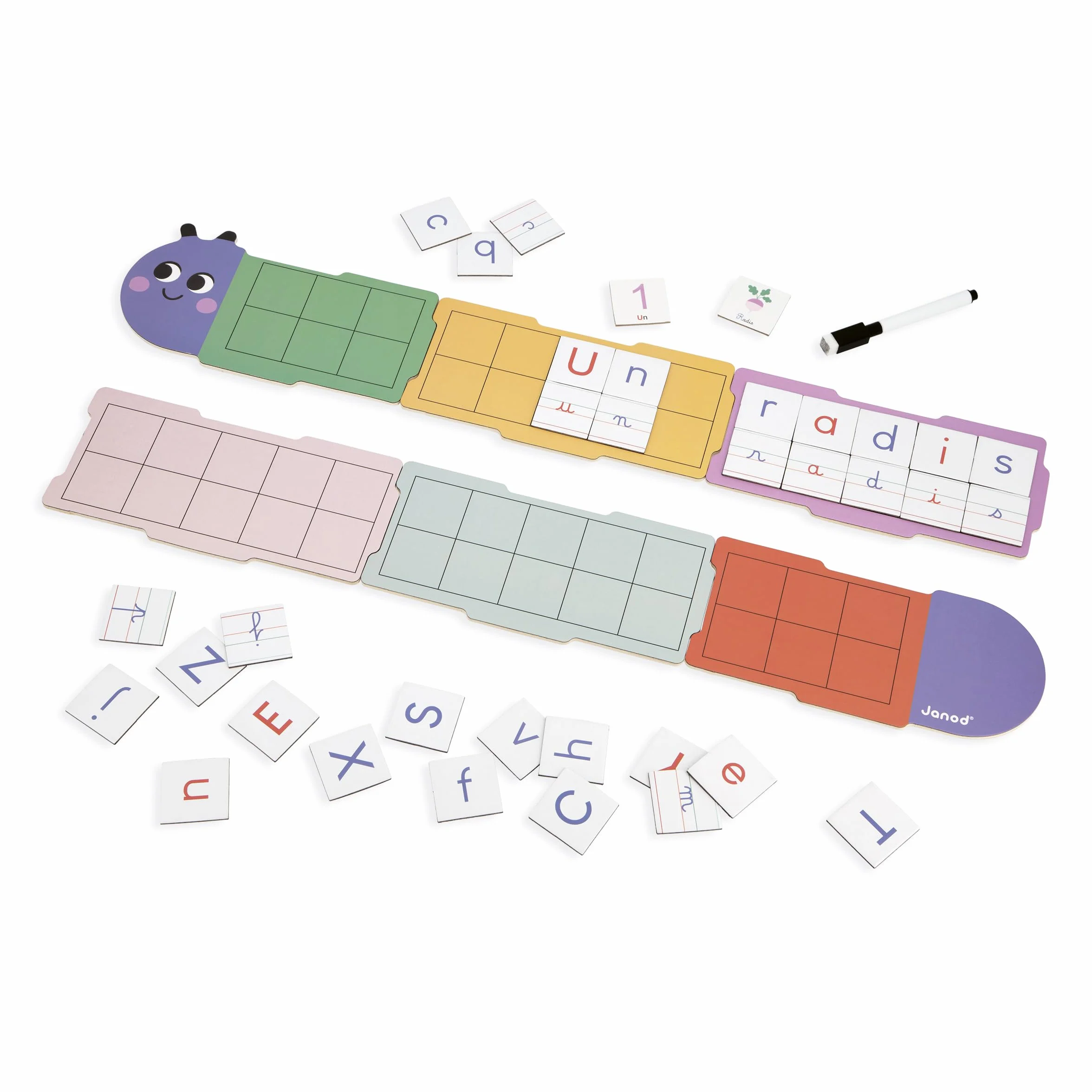 Janod Apprentissage de l'Ecriture Jouet Educatif 6 Planches 78 Lettres Magnétiques Enfant Dès 4 Ans