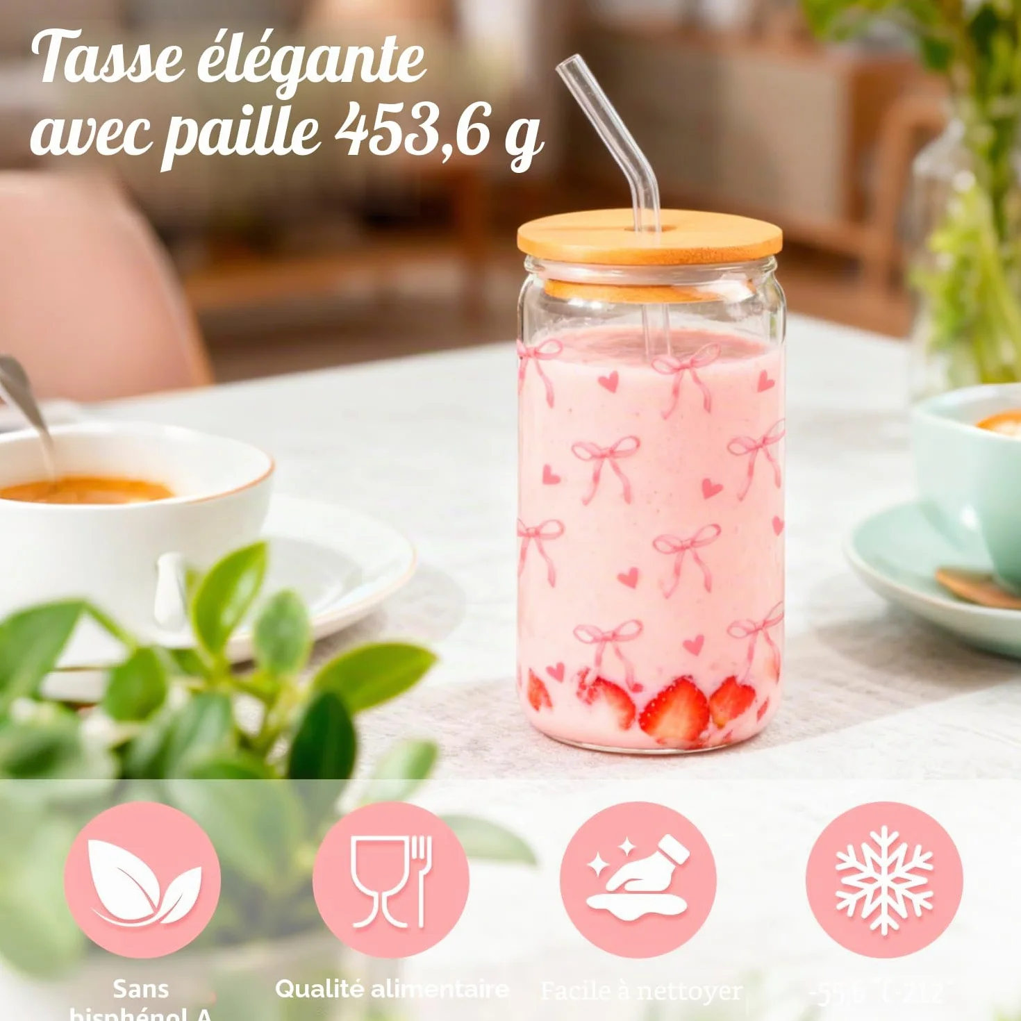 Cadeau Anniversaire Noël Fille Adolescent 9-16 Ans Tasse Verre Couvercle Pince Cheveux Pinceaux Maquillage Rose
