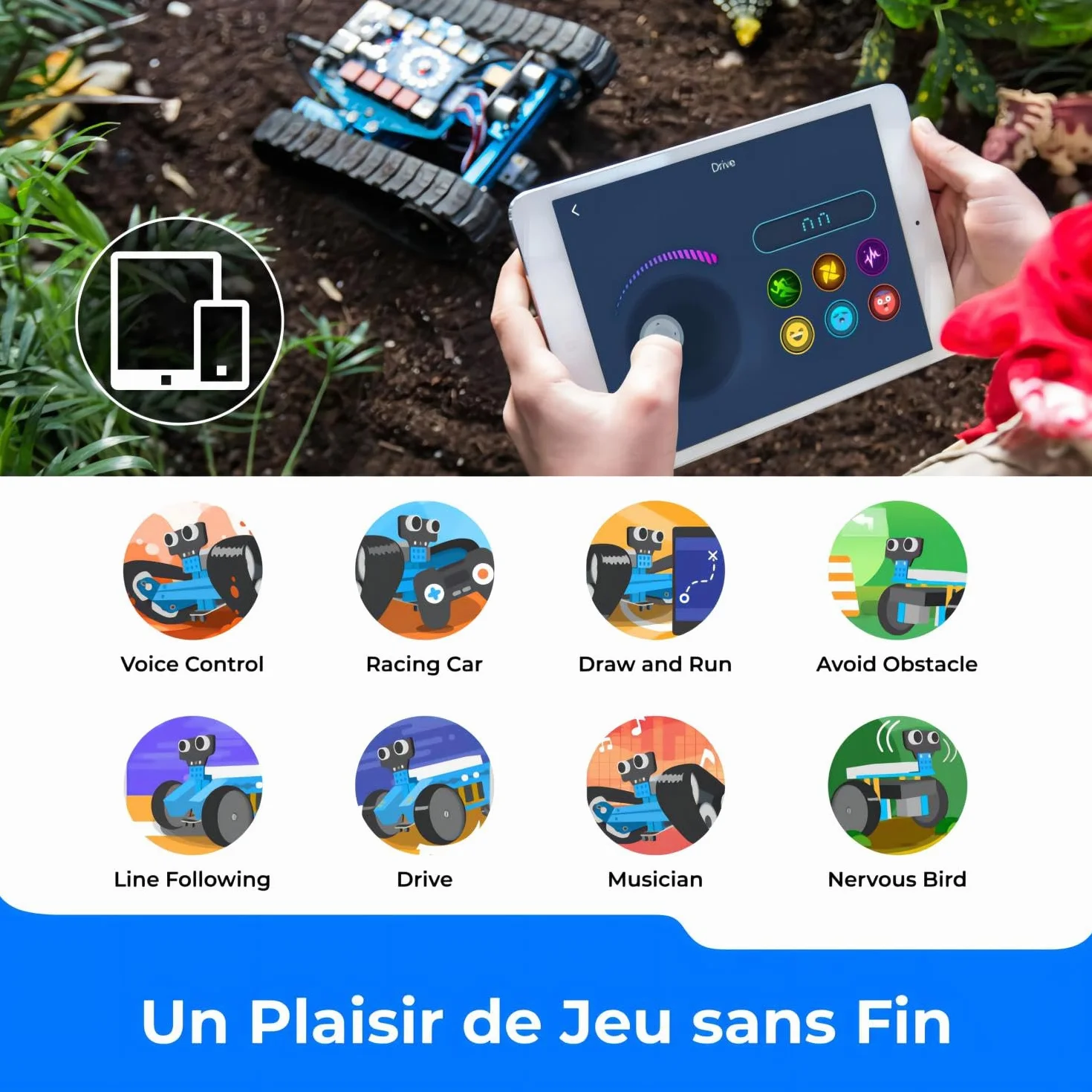 Makeblock mBot Ranger Kit Robot Programmable, Jouets Robotiques d'apprentissage de Codage Avancé, Jouets Éducatifs STEM, 3 Formulaires Prédéfinis, Bâtiment de Bricolage, Bluetooth