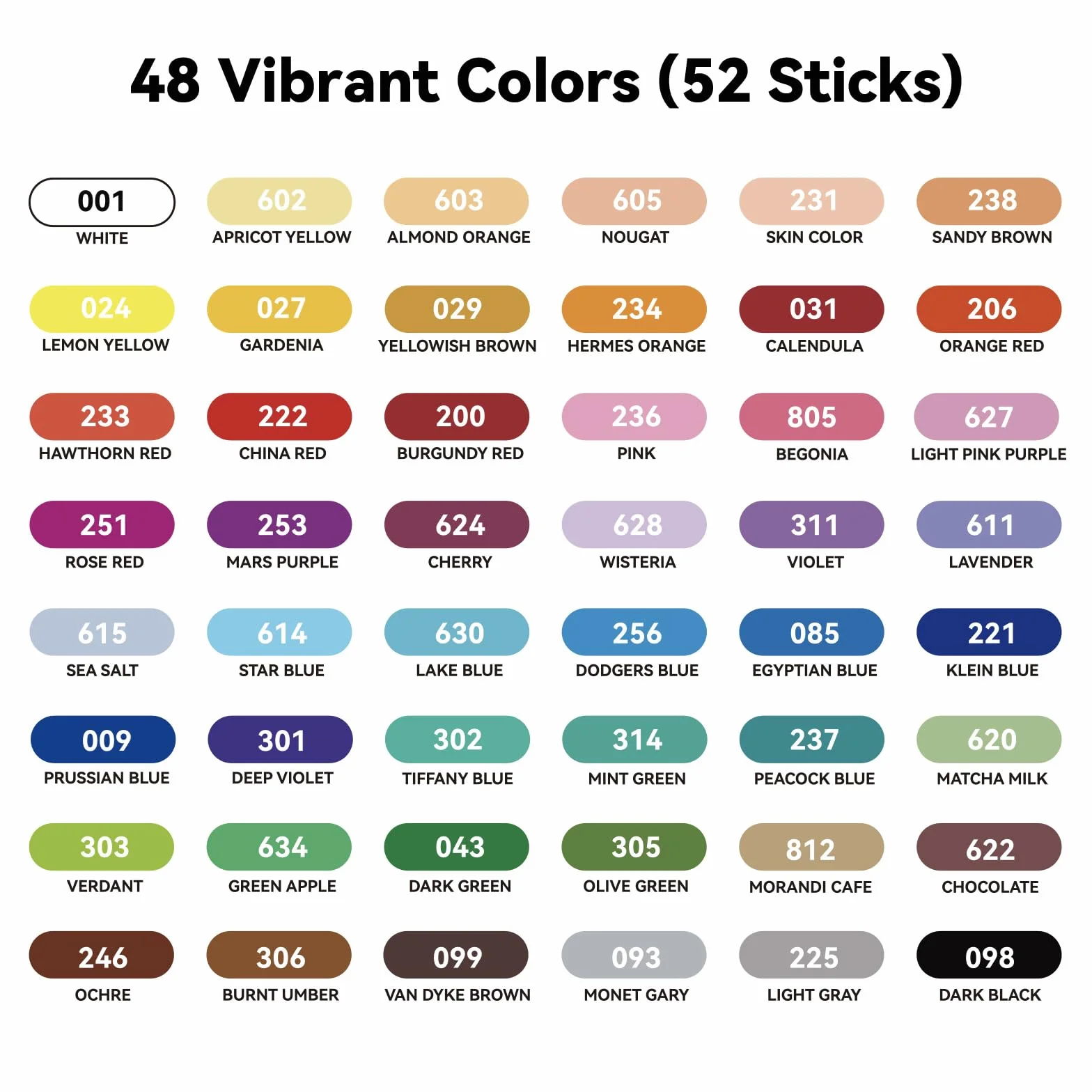 LIGHTWISH Pastels à l'huile professionnels 52 couleurs set artistes pigmentés