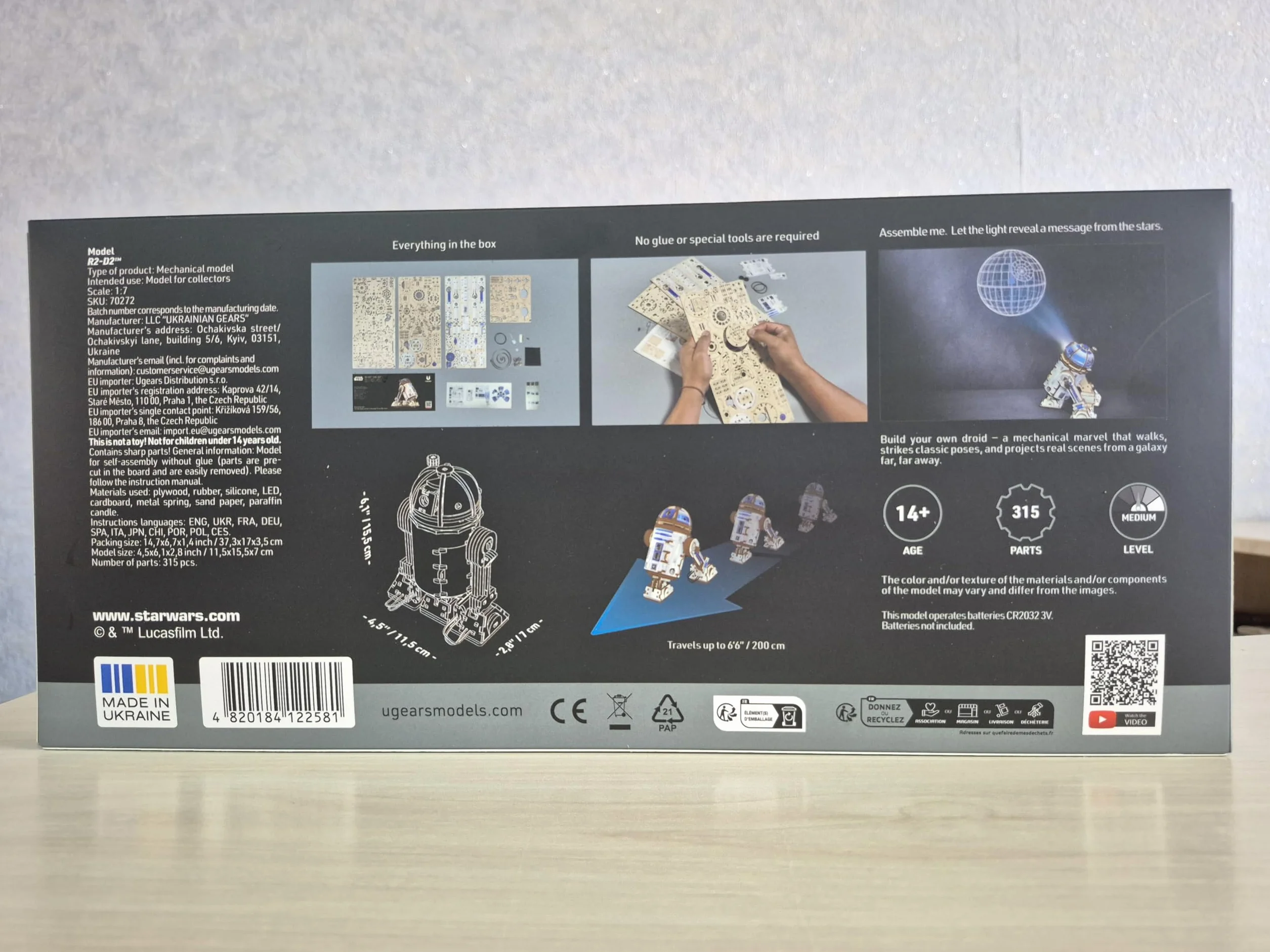 UGEARS Star Wars R2-D2 3D Puzzle Bois Adulte - Maquette en Bois a Construire, Puzzle 3D DIY