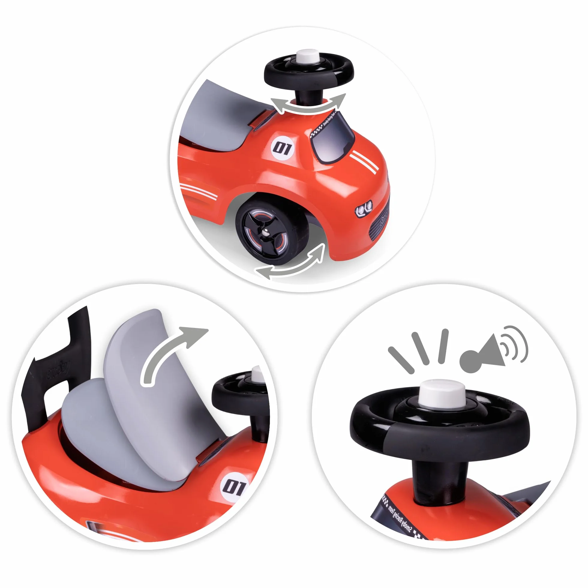 Smoby Porteur Auto Rouge Trotteur Volant Directionnel Coffre à Jouets 10 Mois Fabrication Française