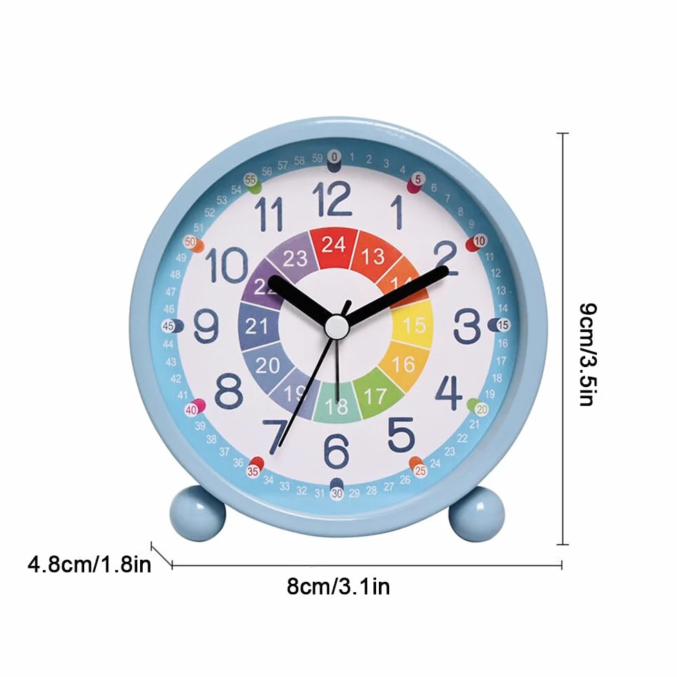 URFEDA Réveil de Chevet Enfant Métal avec Lumière de Nuit Horloge à Quartz Silencieuse Analogique Numérique (Jaune)