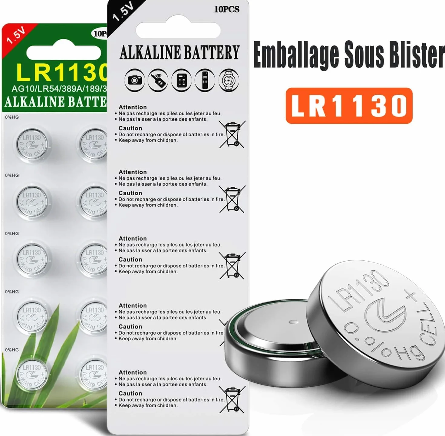 Piles Bouton alcaline LR1130 AG10 - Paquet de 20
