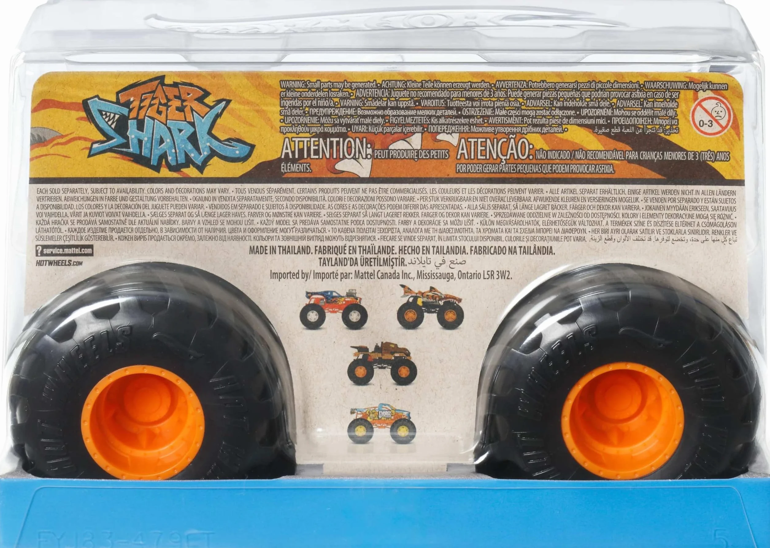 Hot Wheels Monster Trucks Tiger Shark 1/24 Véhicule surdimensionné Roues géantes JDR02
