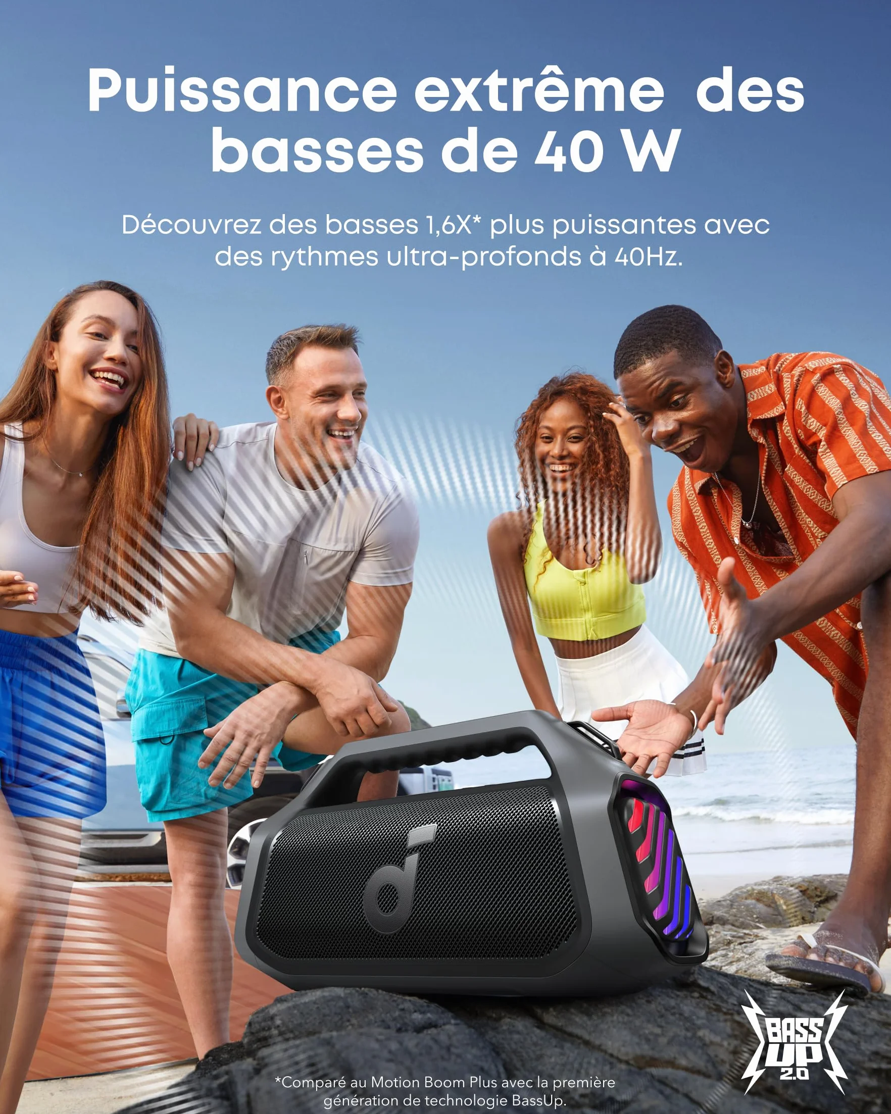 Soundcore Boom 2 Plus Enceinte Bluetooth 140W BassUp 2.0 IPX7 20h USB-C