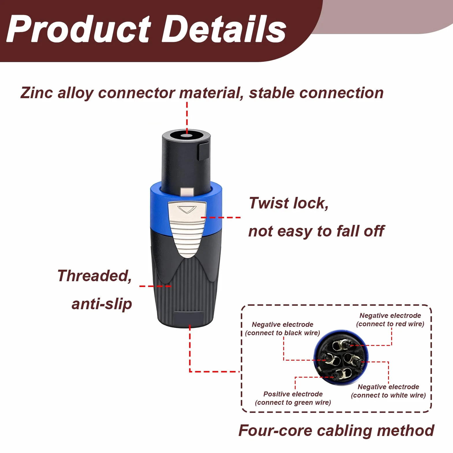 Connecteur Speakon 4 Broches NL4FC NL4FX NL2FC Prise Audio Verrouillage Rotatif pour Câble Haut-Parleur