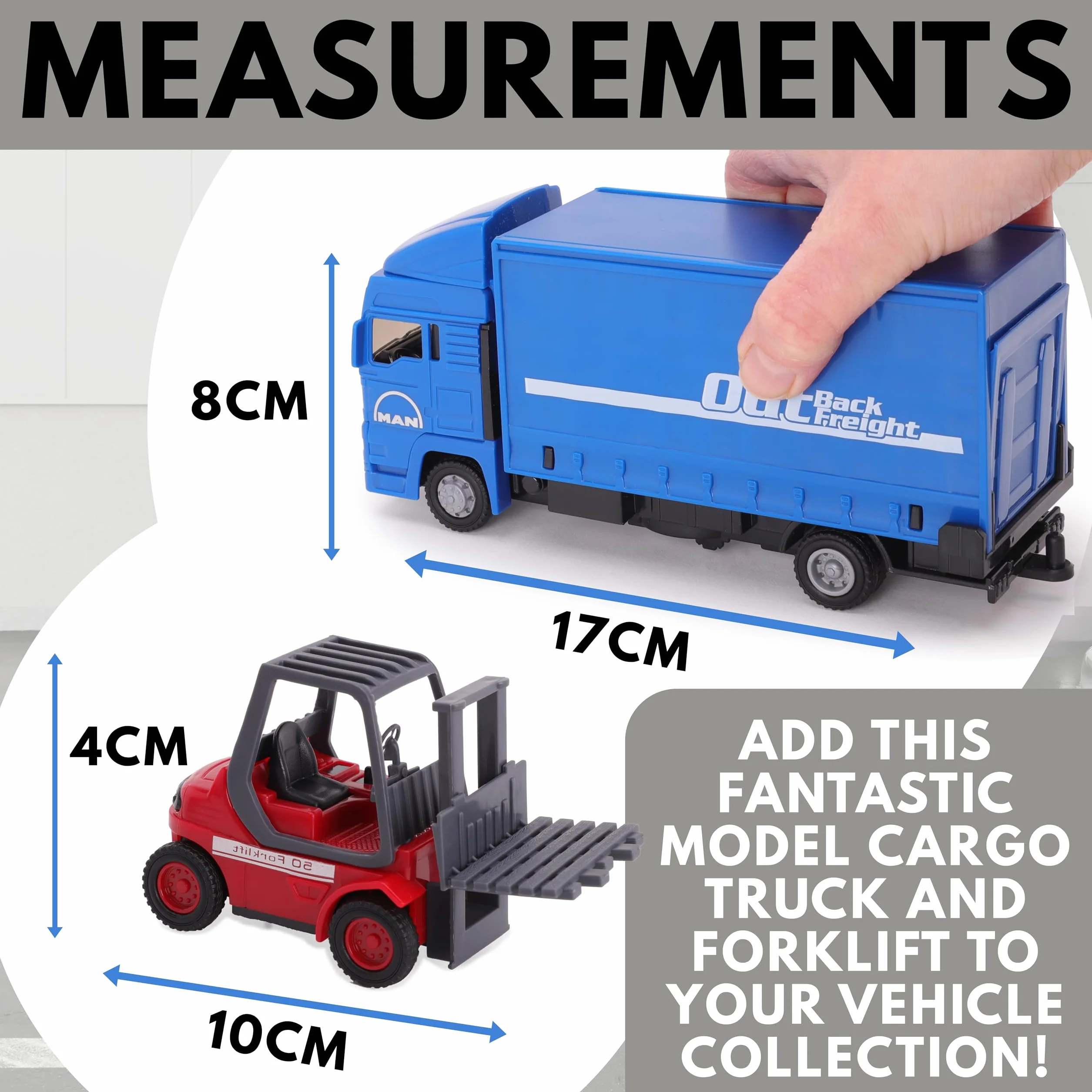 Toyland Coffret Load & Go Camion Man Chariot élévateur Palette 15cm 1:48 Construction Métal Plastique 3 Ans Bleu