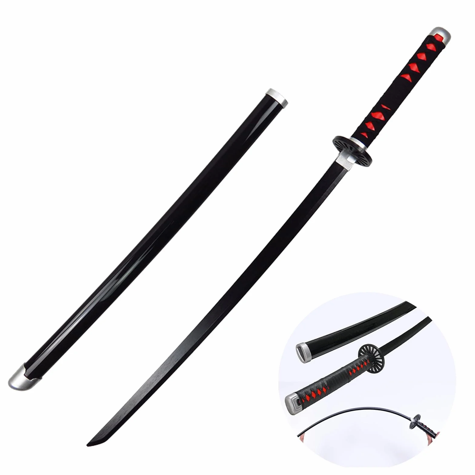 Épée Katana Demon Slayer Tanjirou Kamado Cosplay 104 cm Samouraï en bambou pour adulte fan