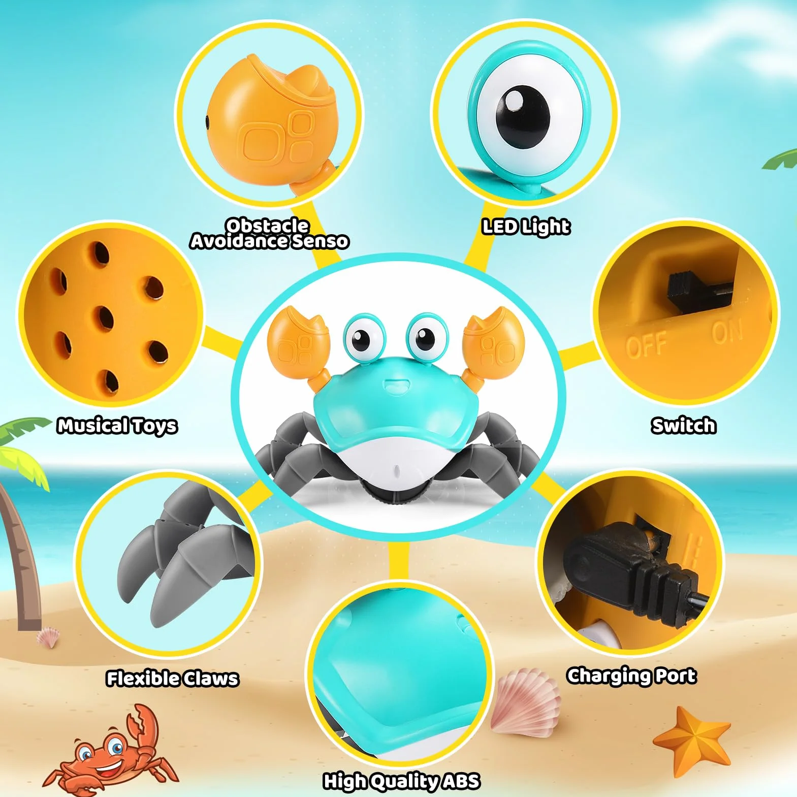 Adeokay Crabe Qui Marche Bebe Jouet Bebe 1 2 Ans Cadeau Enfant Garcon Fille Jouets D'éveil Musicaux