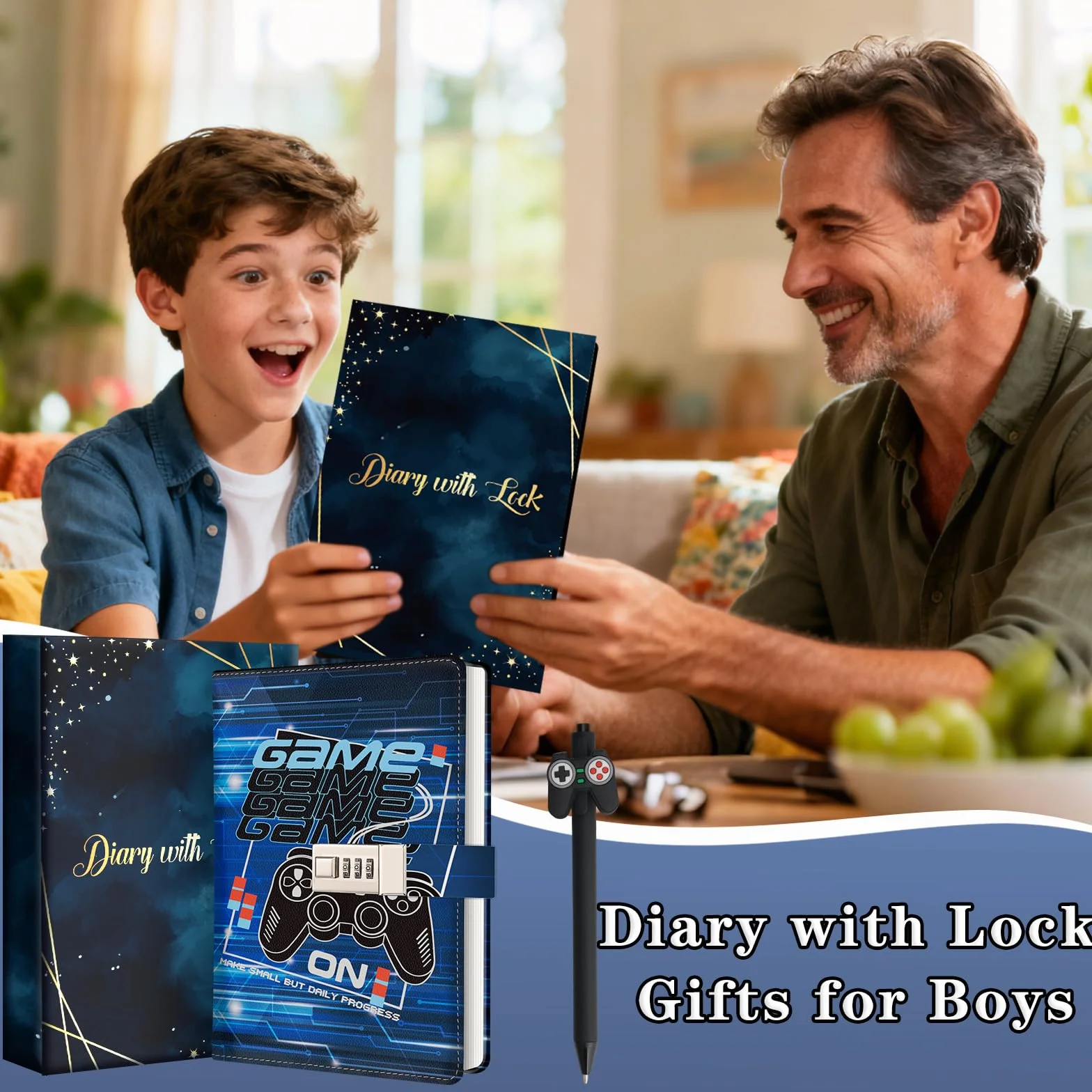 Journal Intime avec Cadenas pour Garçons 8-15 Ans, Cadeau Rentrée Scolaire, Carnet Verrouillé