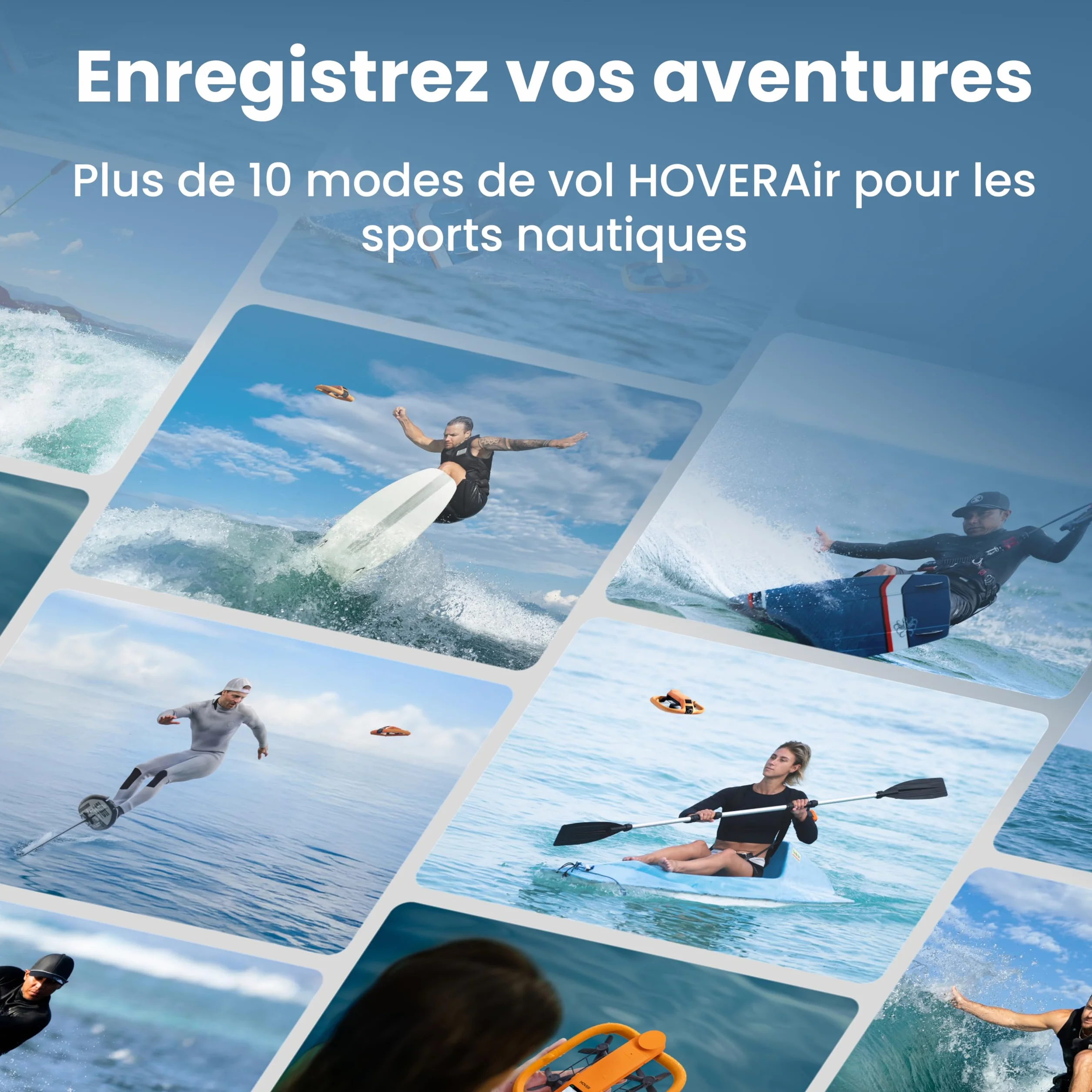 HOVERAir AQUA Caméra volante, drone suivi étanche IP67 avec caméra pour sports nautiques, 34mph, 10+ modes de vol, ralenti 4K 100ips, vidéo HDR, SmoothCapture 3.0 (Land & Sea Combo)