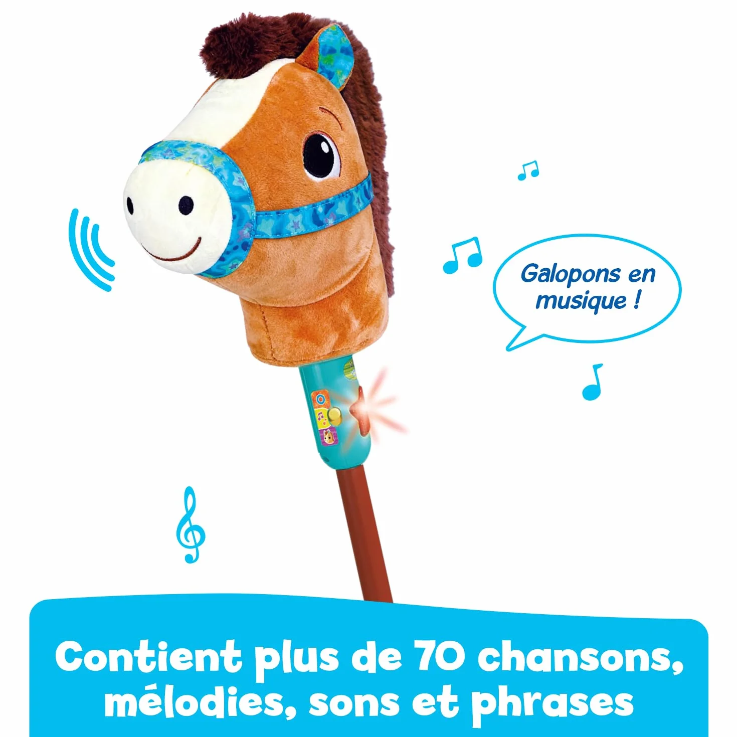 VTech Mistral Cheval Bâton Musical 80 cm - Hobby Horse Poney Jouet Interactif Enfant - Jeu Éducatif Motricité