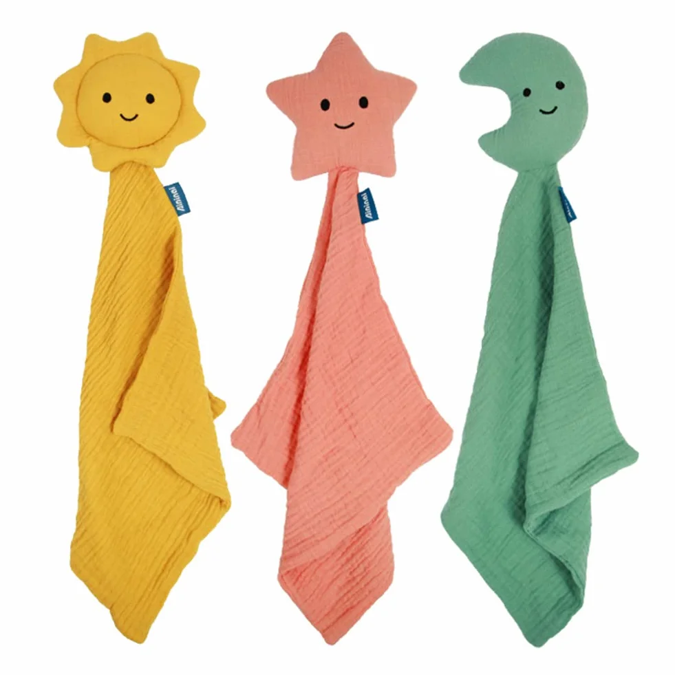 Doudou Ours pin Bébé Jouet de Dentition Doux Respirable Couverture Sensorielle Mouchoir en Coton