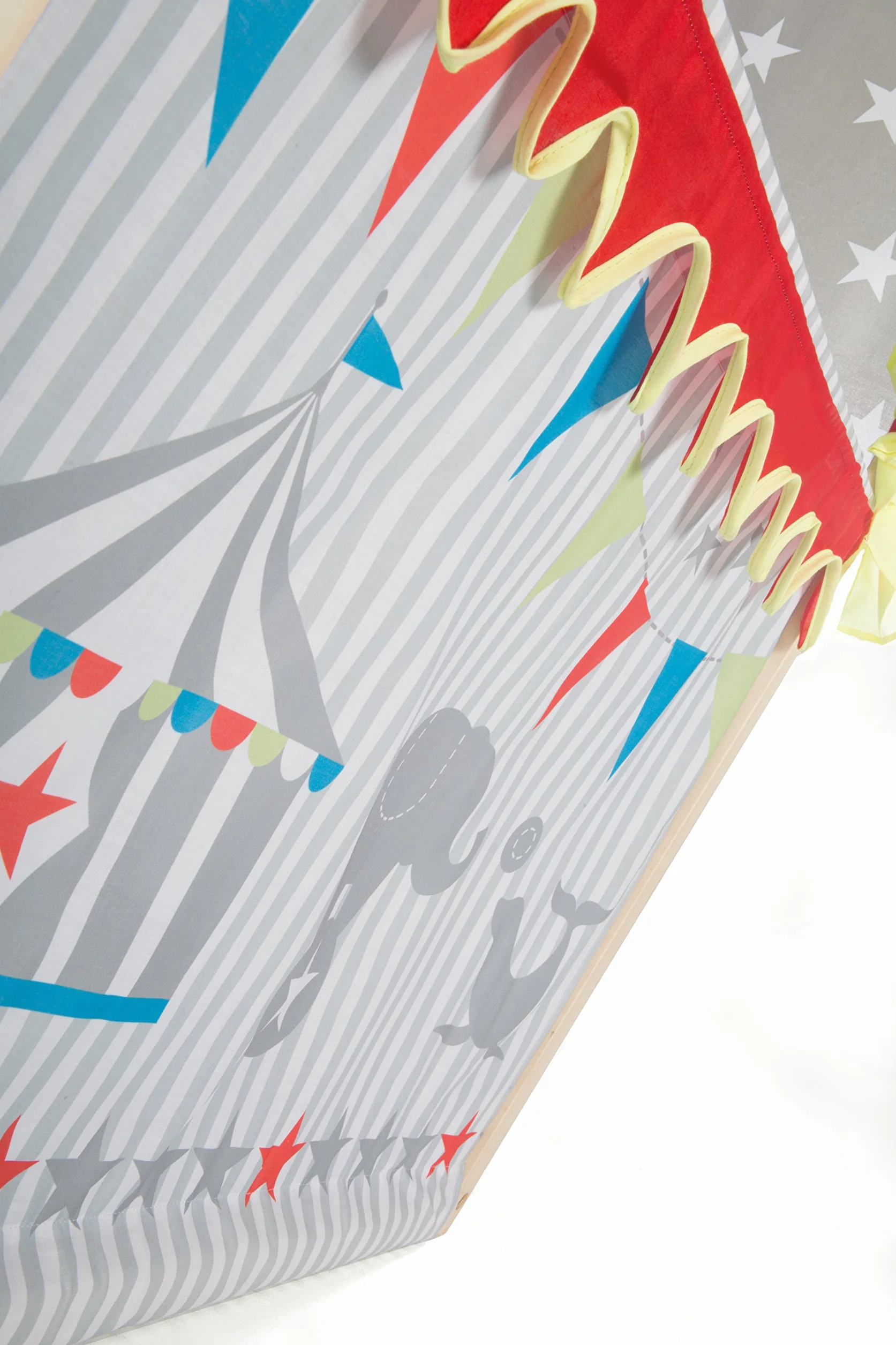 roba Théâtre de Marionnettes pour Enfant en Bois et Tissu Étoilé Gris - Monté sur Pied - 84 x 39 x 129 cm - avec Horloge à Aiguilles Mobiles - dès 3 Ans - Multicolore