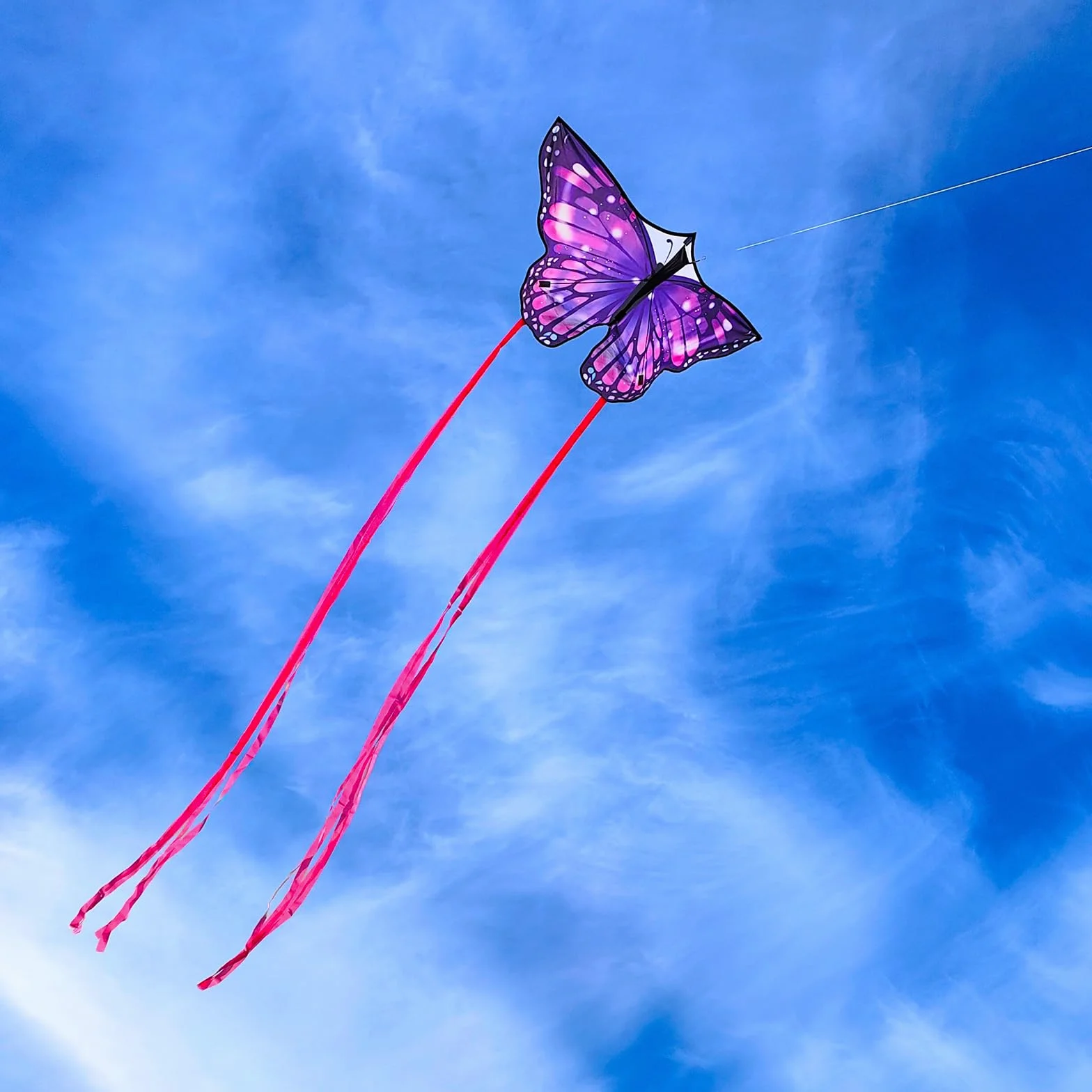 Cerf-volant papillon violet 140 x 71 cm pour enfants et adultes extérieur plage