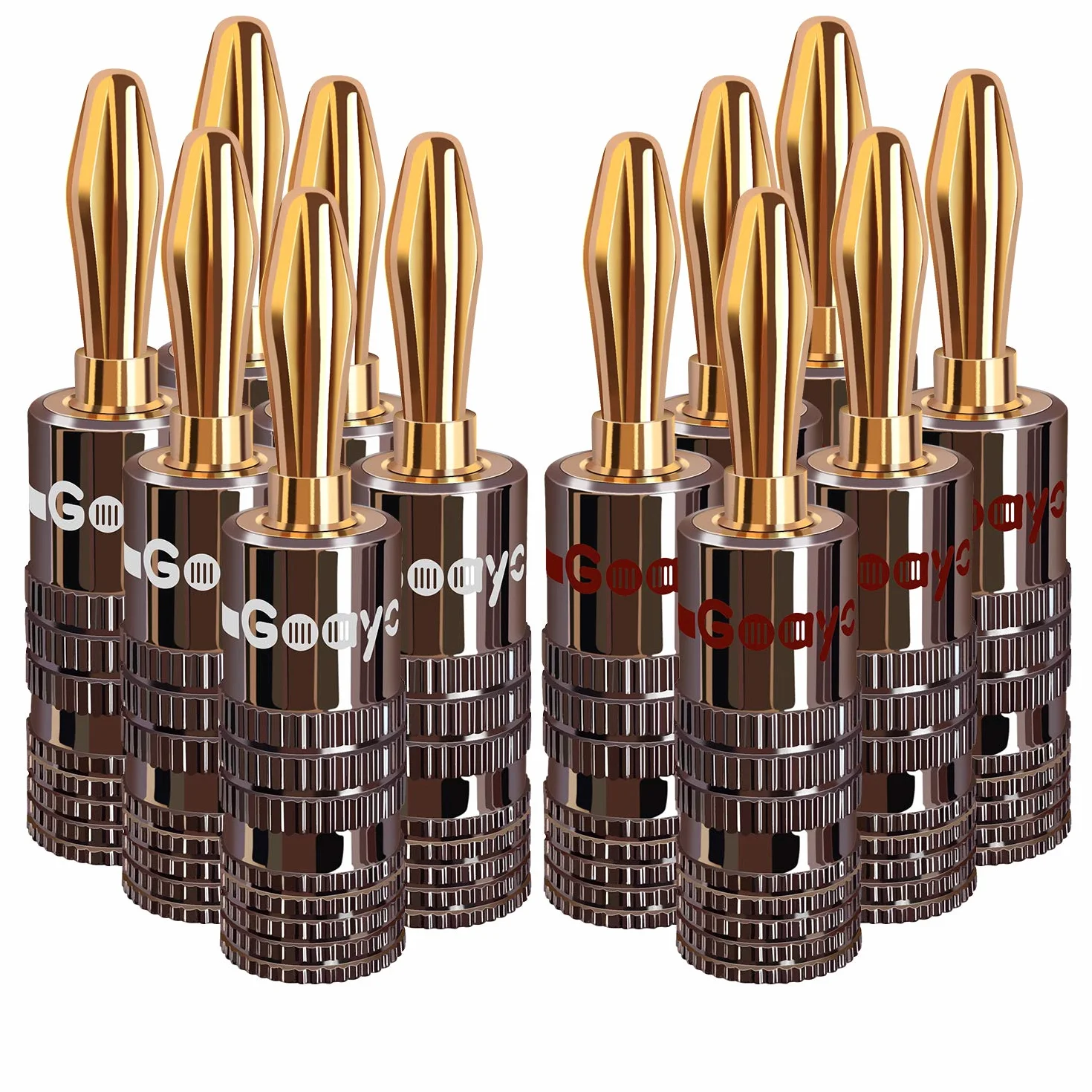 Fiches bananes plaquées or 24 carats 4 mm 6 paires 12 pièces