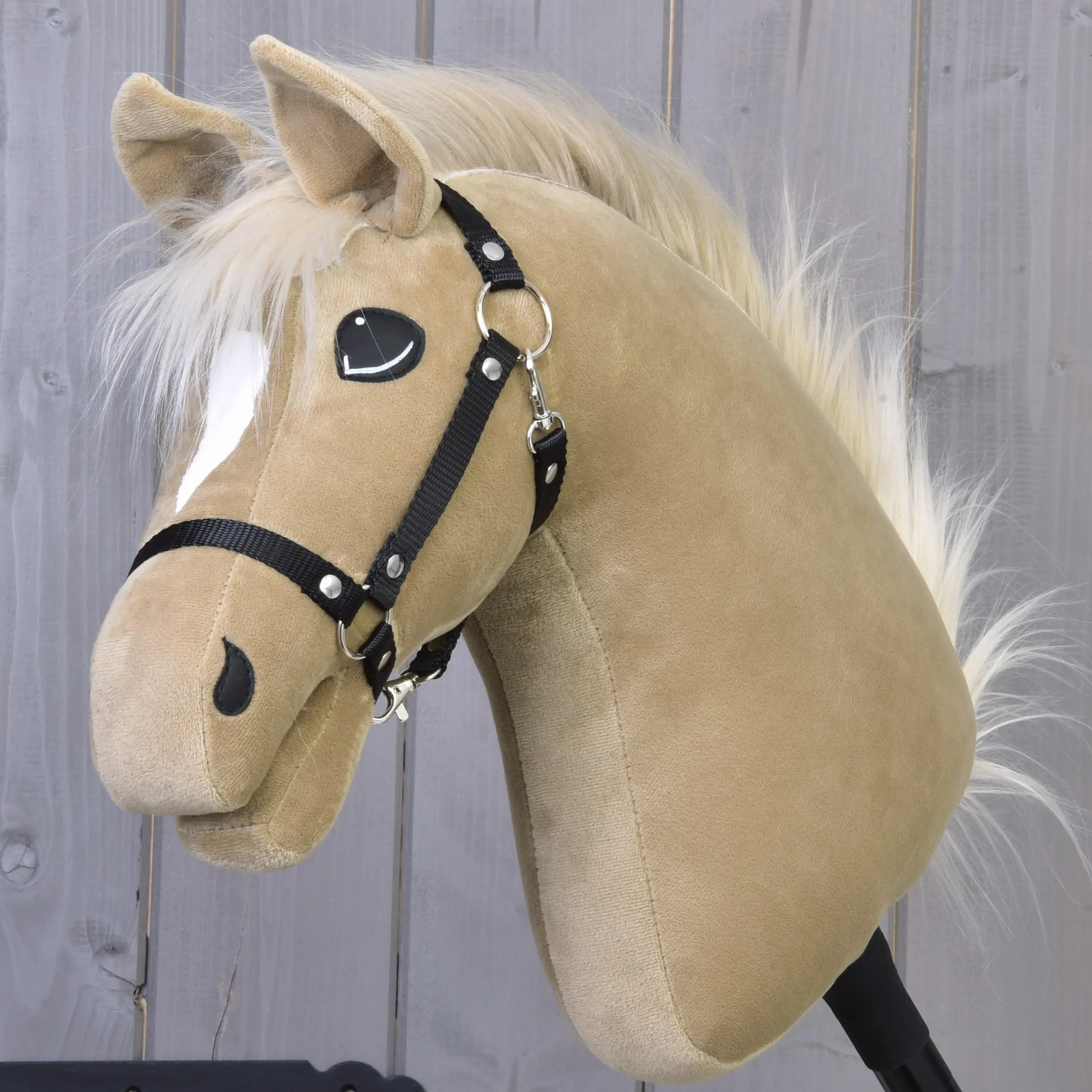 LarDen Hobby Horse Dancing Lady Cheval Bâton avec Licol Noir S Tête de Cheval à Bâton à Chevaucher Fait à la Main Accessoire pour Enfants Hobby Horse Réaliste