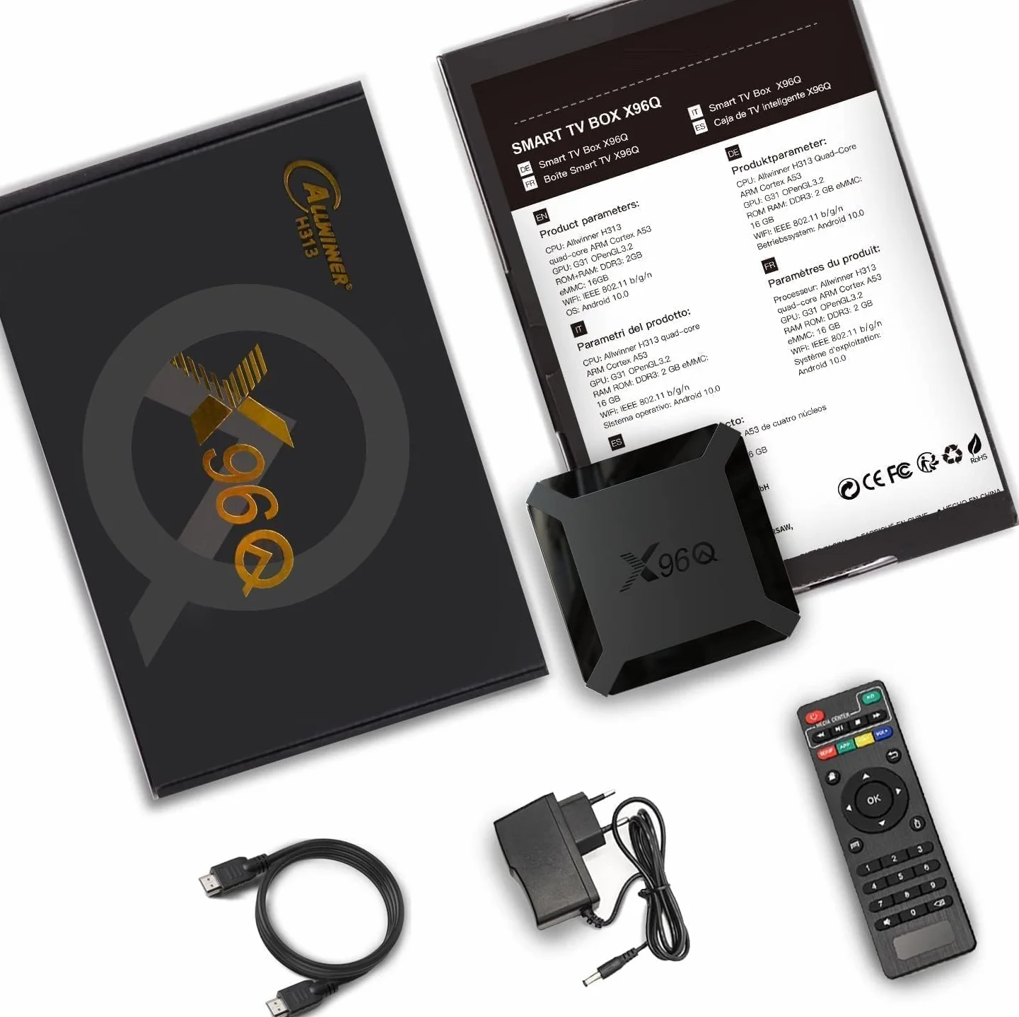 X96Q Boîtier IPTV Android TV Box Android 10.0 2GB 16GB Mini Smart TV Box Allwinner H313 Quad Core WiFi 4K HD 100M LAN