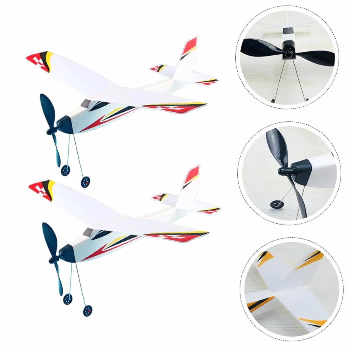 ERINGOGO Lot de 2 Planeurs en Mousse Avion Biplan 3D à Assembler pour Garçon et Filles