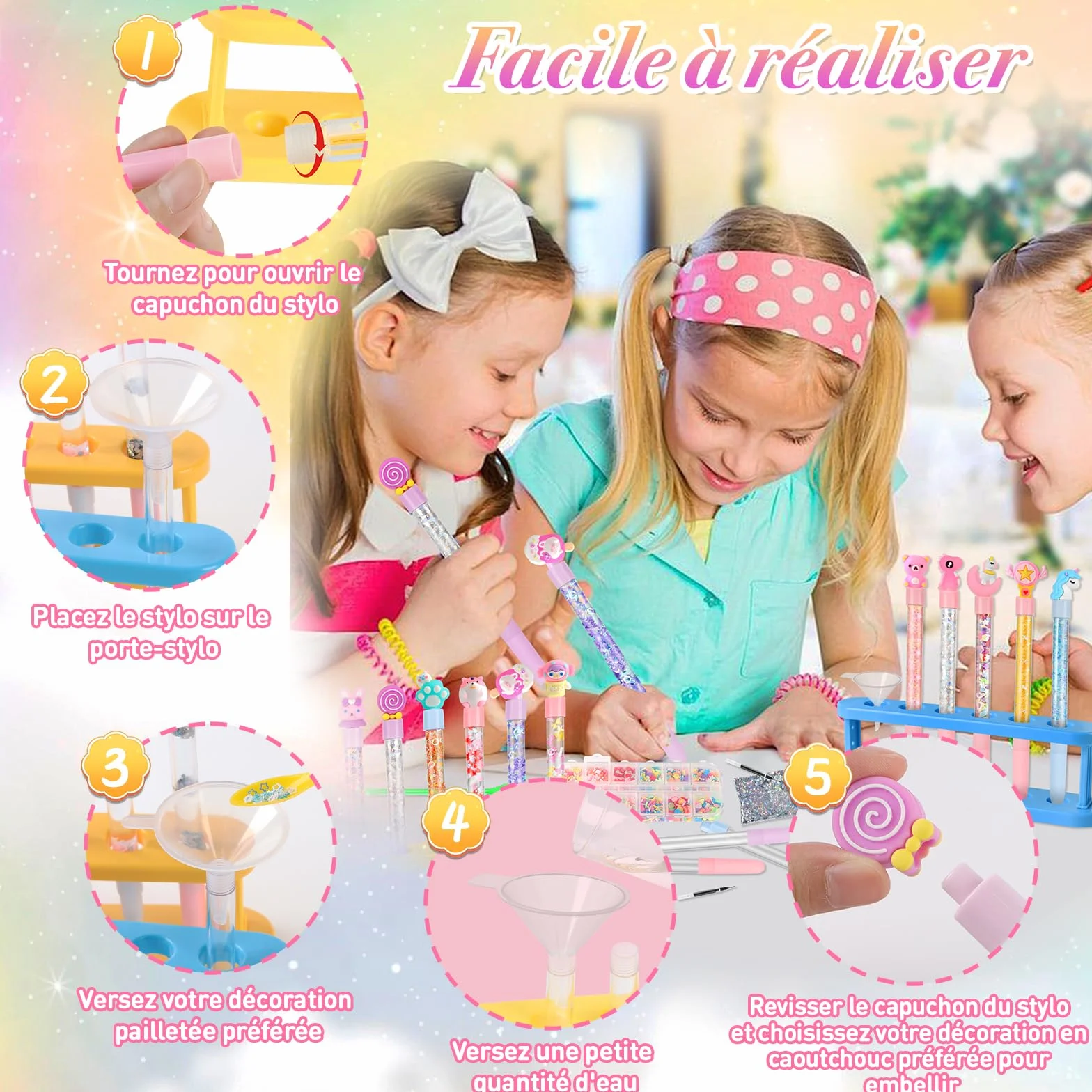Charmofun Kit de Fabrication de Stylos pour Enfants, 18 Stylos Personnalisés DIY, Activité Manuelle