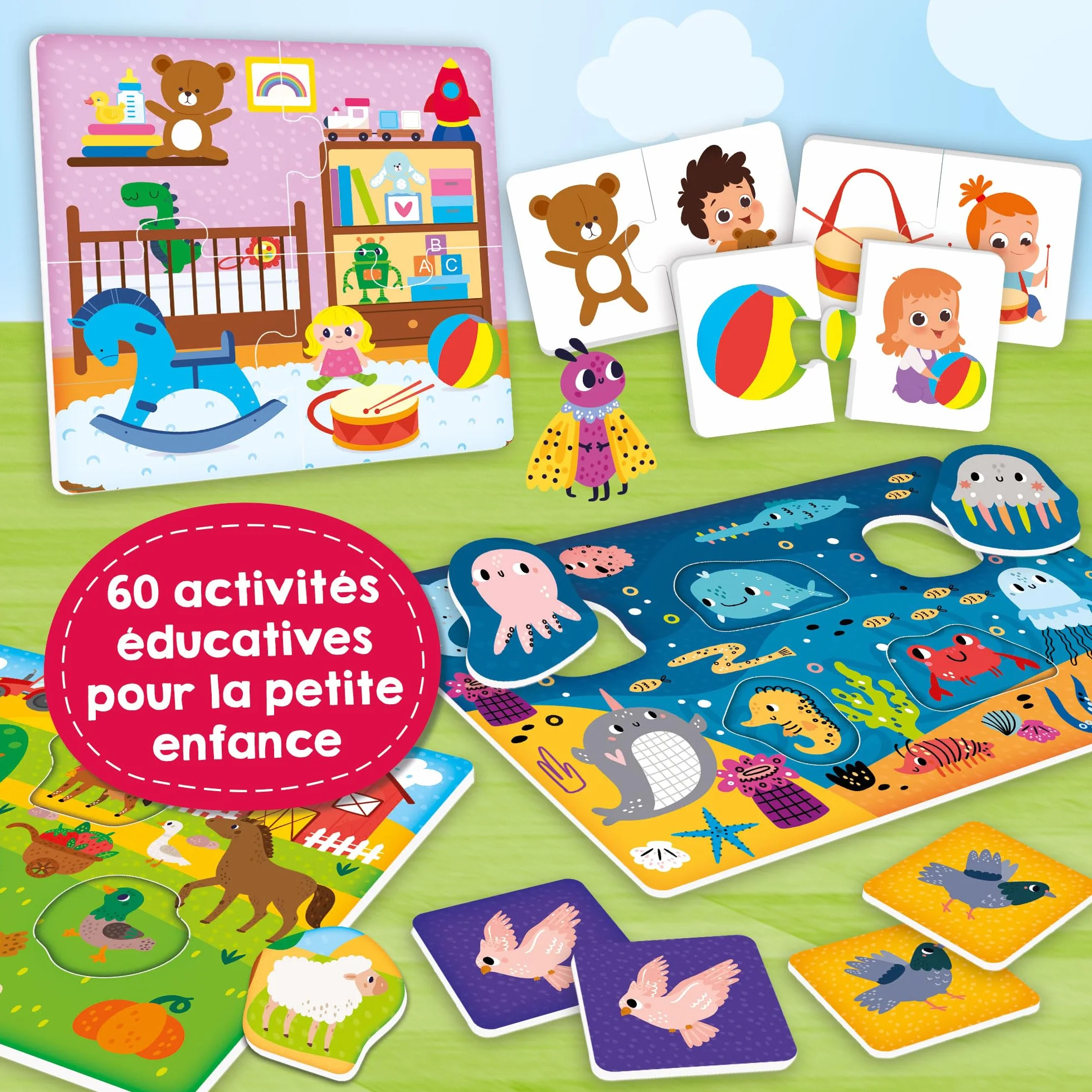 Lisciani Carotina Baby Pack de 60 Jeux Activités Éducatives Enfants 2 ans Bingo Puzzle