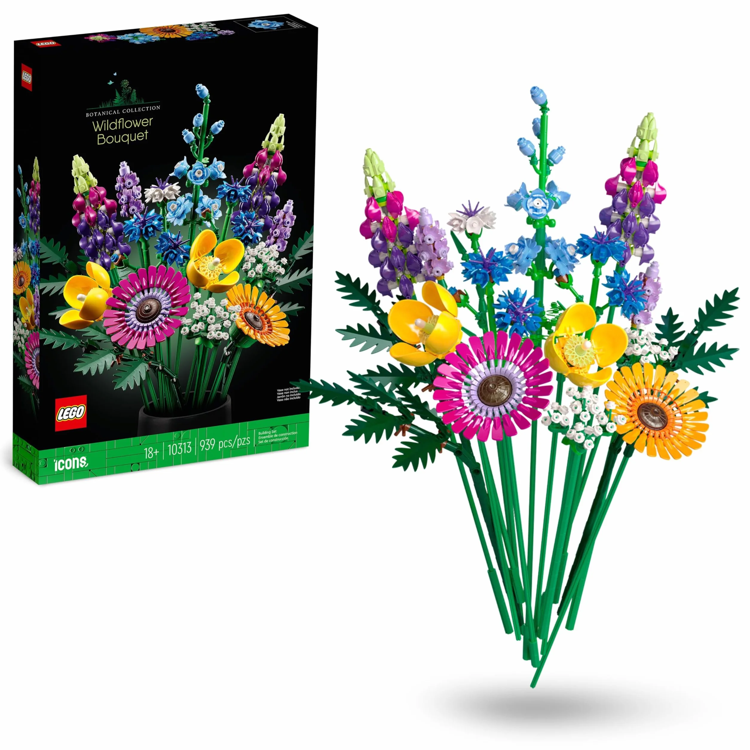 LEGO Botanicals Bouquet de Fleurs Sauvages Plantes Artificielles Coquelicots Lavande Activité Manuelle Adulte 10313