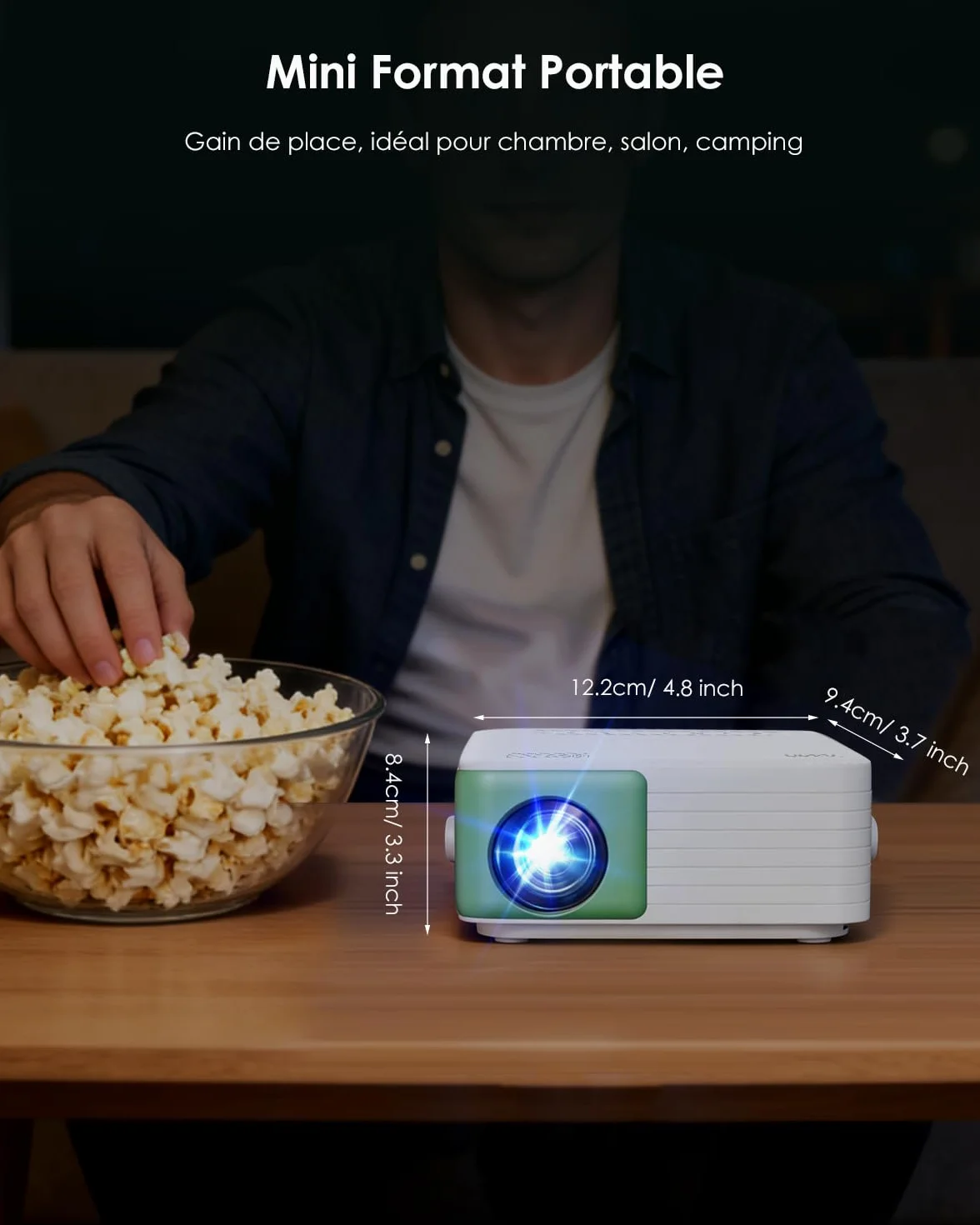 Yoton Y3 Mini Projecteur Portable 1080P avec Haut-Parleur Intégré, Zoom 50%, Compatible HDMI/TV Stick, Vert