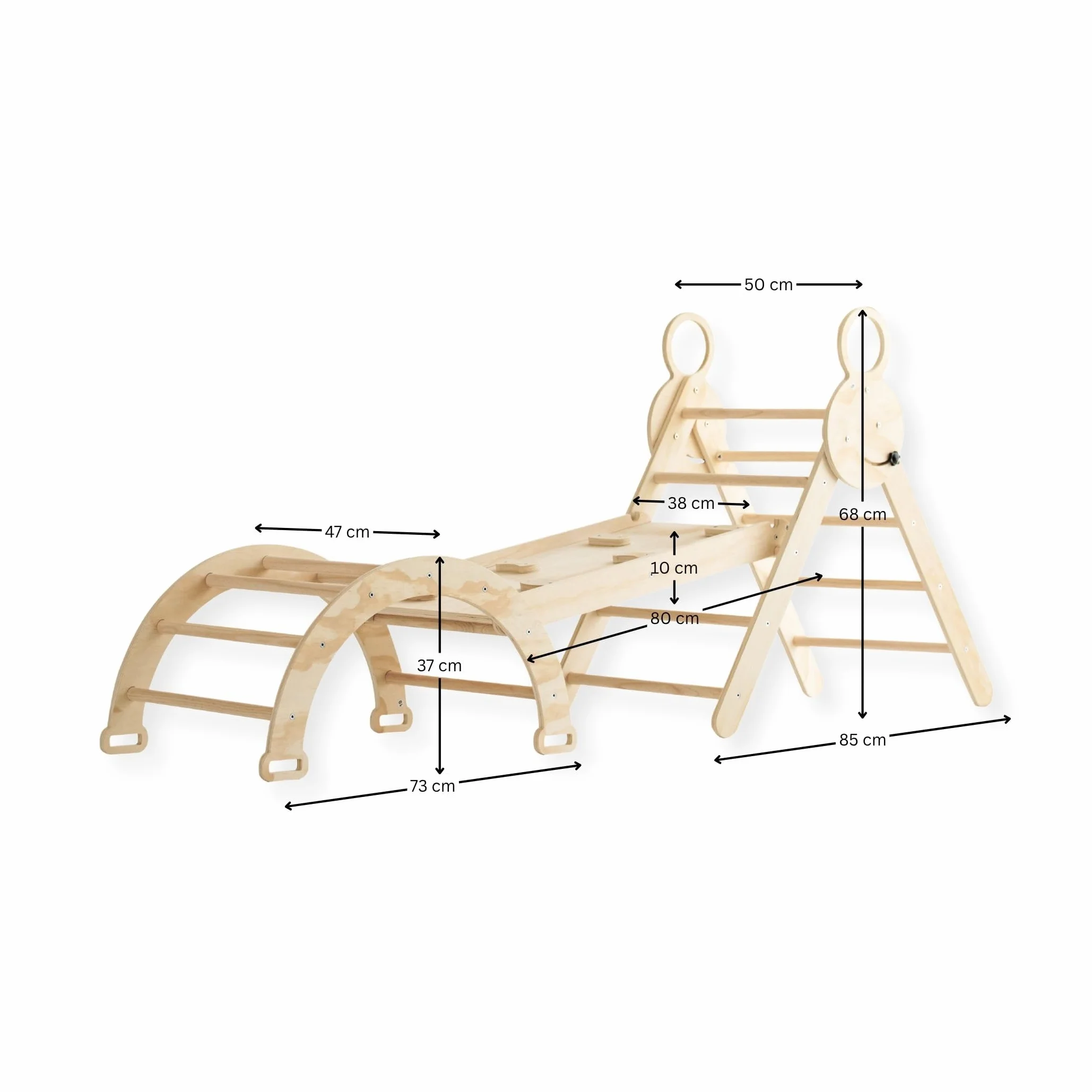 Arche en Bois Montessori avec Rampe et Toboggan 176x47x82 cm Naturel