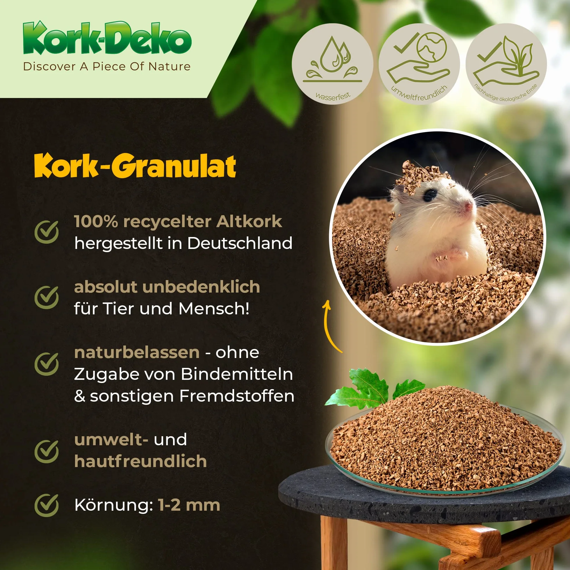 Granulés de Liège Kork-Deko 1-2 mm 10 l Terrarium Bricolage Modélisme