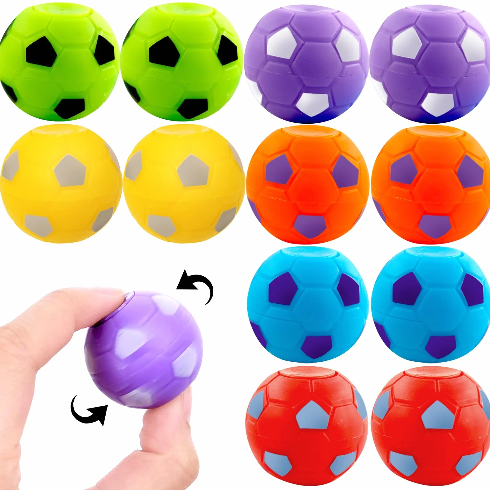 Mini Ballons de Football Spinner Jouet 12 Pièces, Spinning Fidget Football pour Enfants Adultes