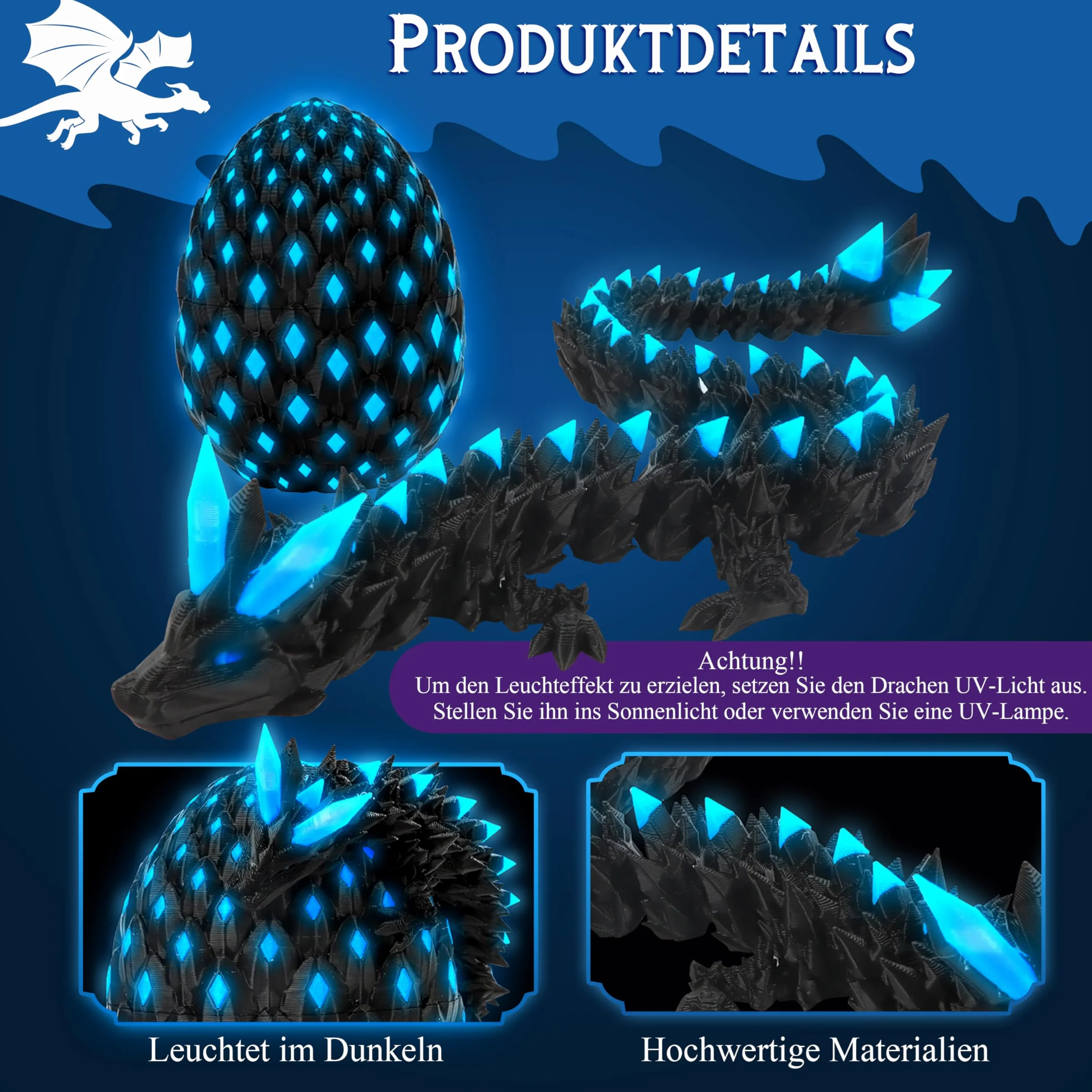 JONRRYIN Œufs de Dragon Articulé 3D Lumineux, Jouet Cadeau Enfants Adultes