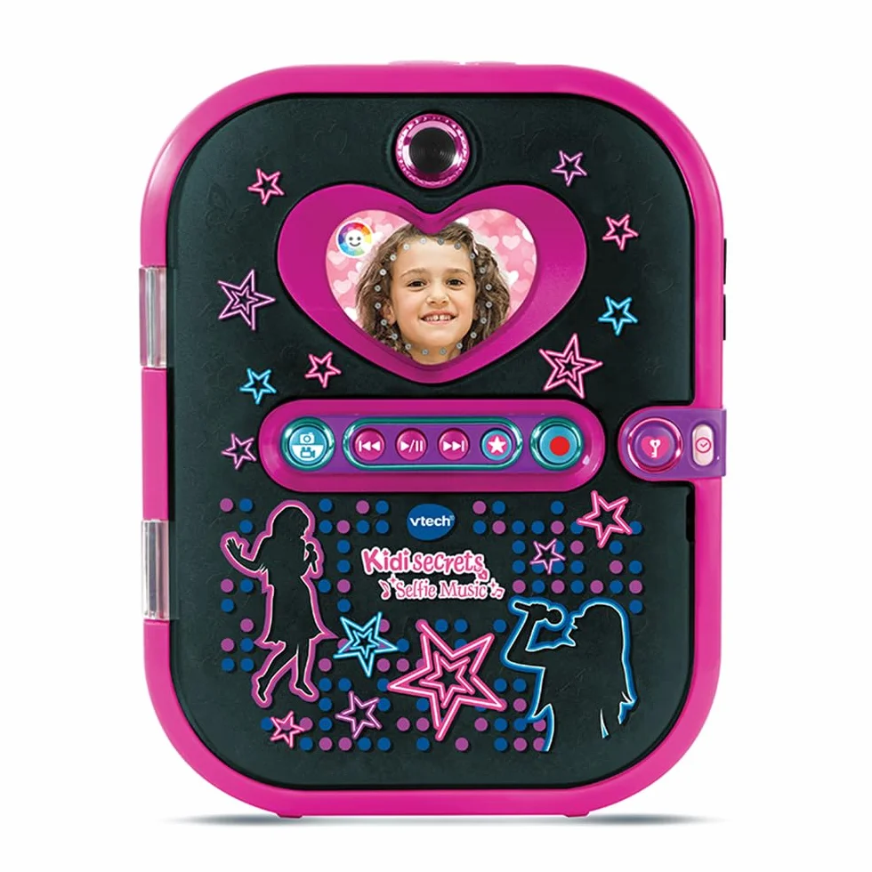 VTech KidiSecrets Selfie Music Noir, Journal Intime Électronique 7 en 1 avec Reconnaissance Faciale, Appareil Photo et Vidéo, Jeux Éducatifs, Cadeau Enfant 6-12 Ans
