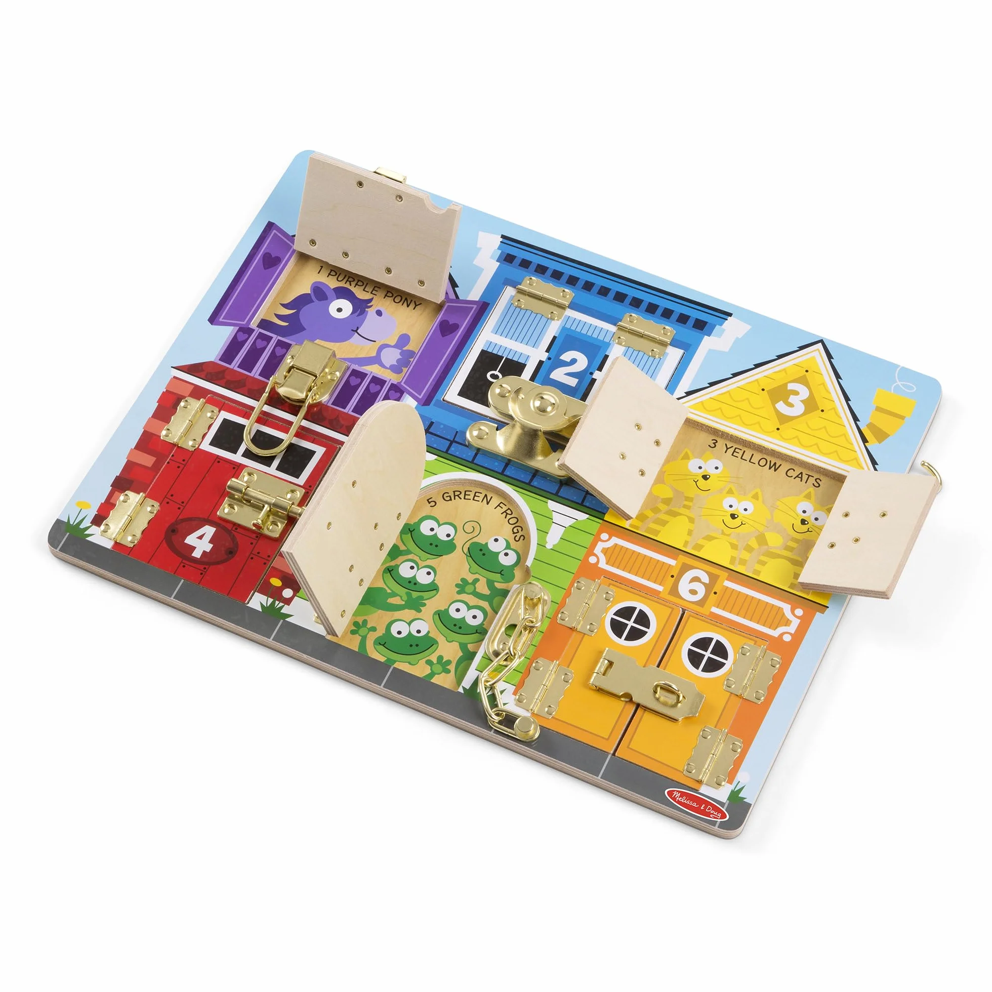 Melissa & Doug Planche Activités Montessori Loquets Jouet Sensoriel Bois Développement Apprentissage Cadeau Enfant 3 Ans+