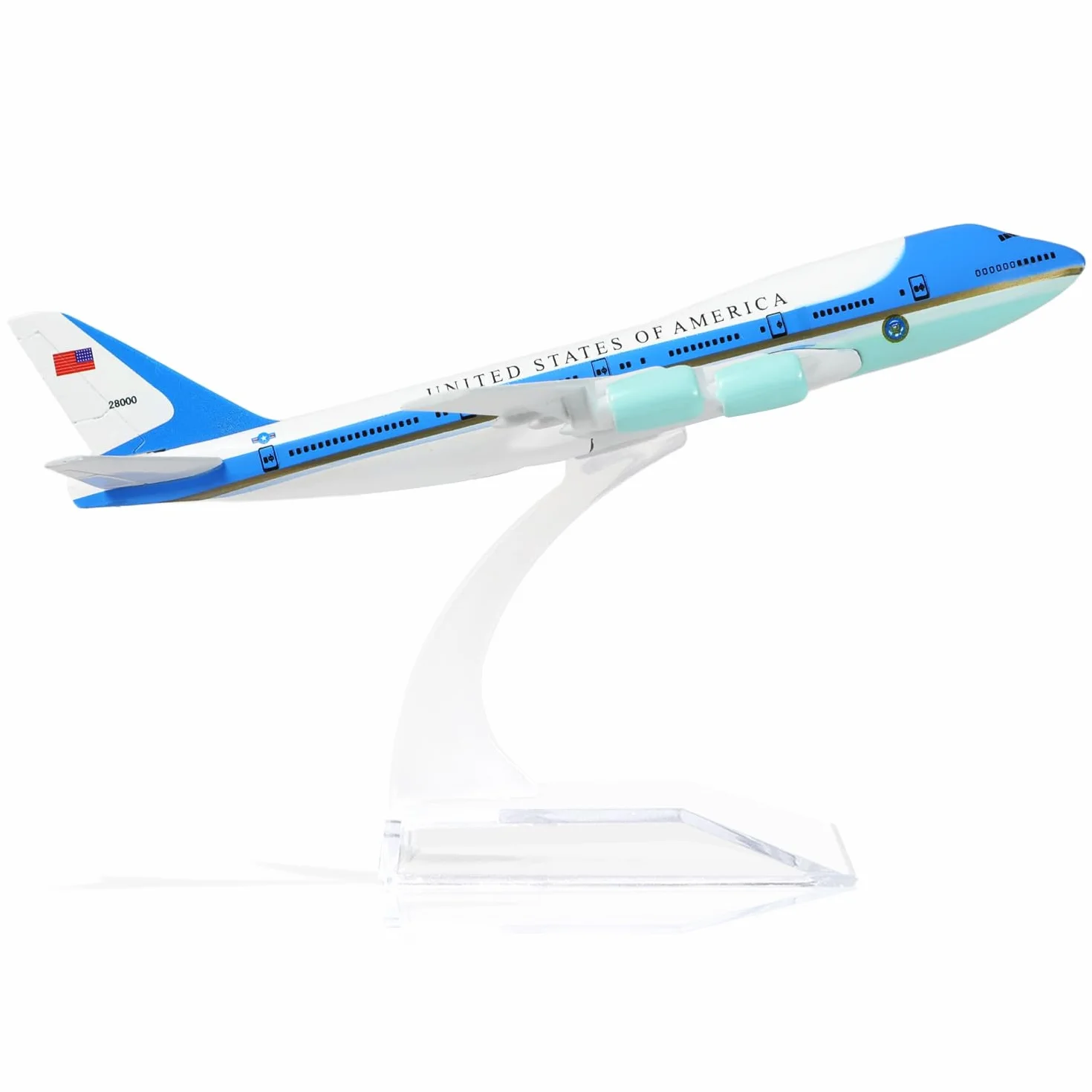 Boeing 747 Air Force One VC-25A Modèle d'avion en métal moulé 1:400 avec Stand 6 Pouces